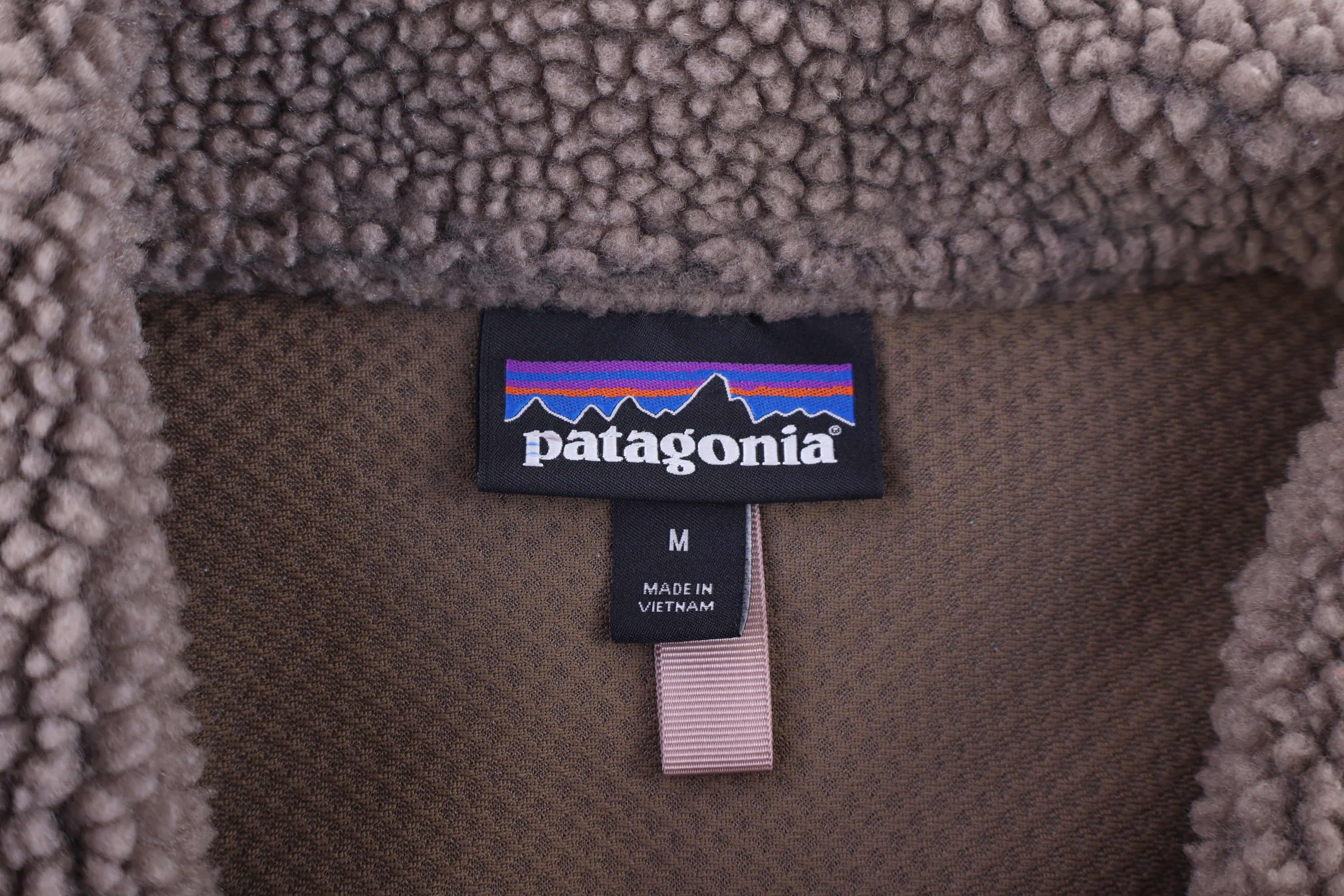 Women's Patagonia Logo Patch Brown Sherpa Full Zip Jacket