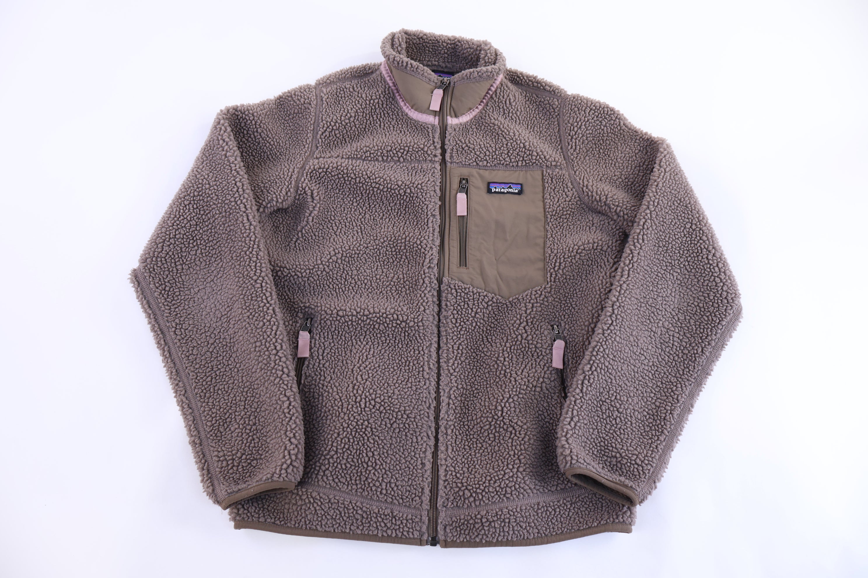 Women's Patagonia Logo Patch Brown Sherpa Full Zip Jacket