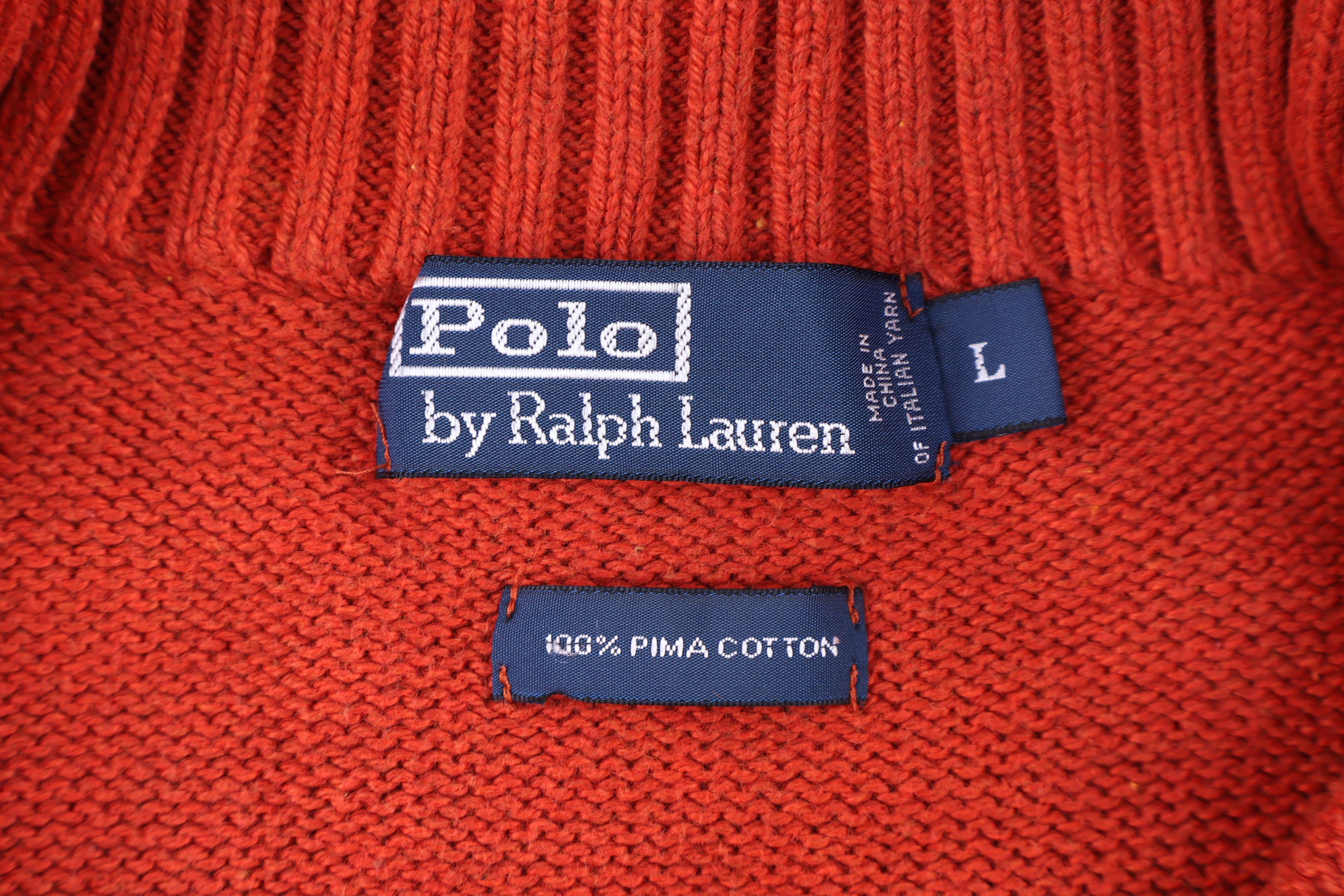 Polo by Ralph Lauren Embroidered Logo Orange Quarter Zip Sweater