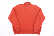 Polo by Ralph Lauren Embroidered Logo Orange Quarter Zip Sweater