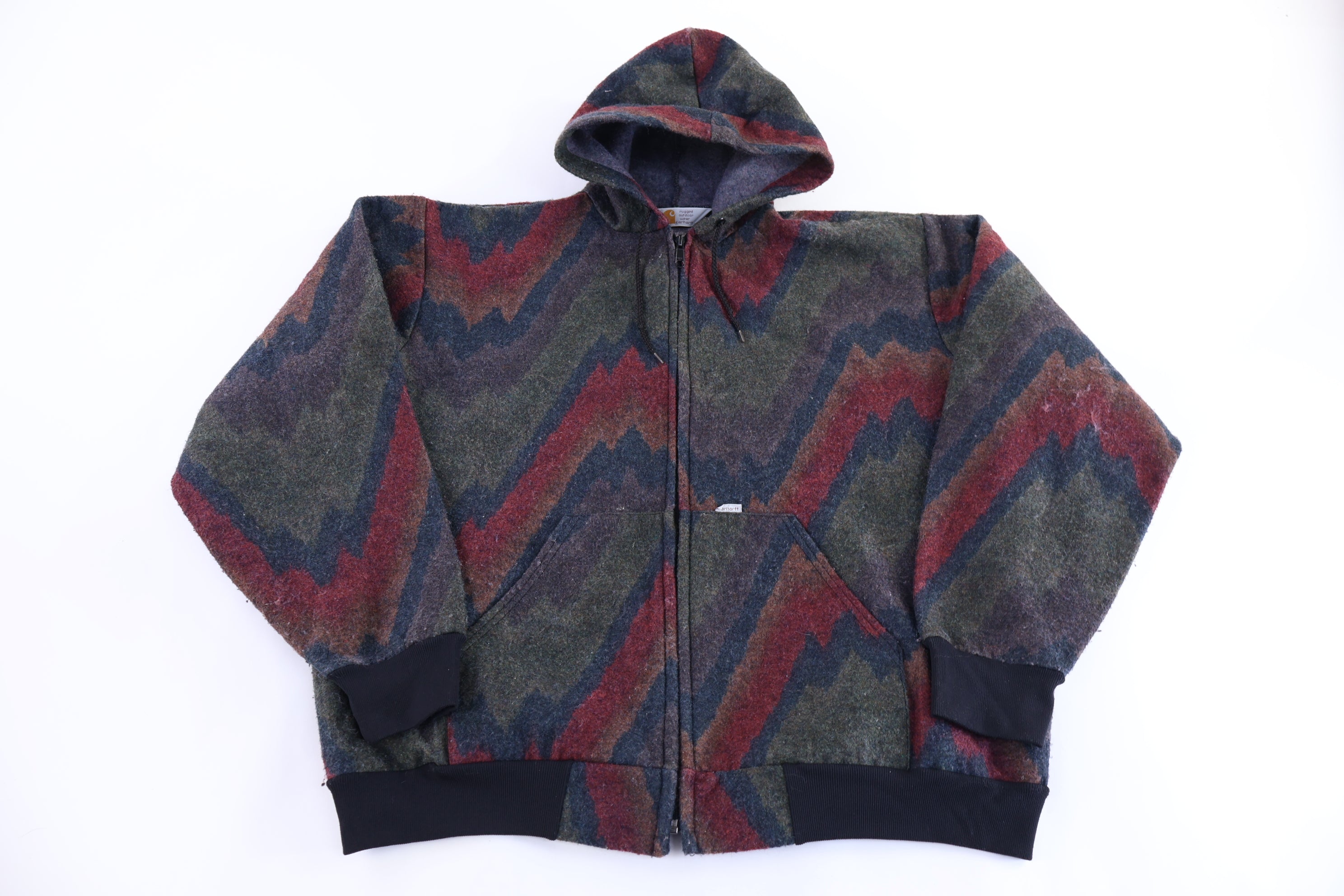 90's Carhartt Logo Patch Multicolor Navajo Full Zip Jacket