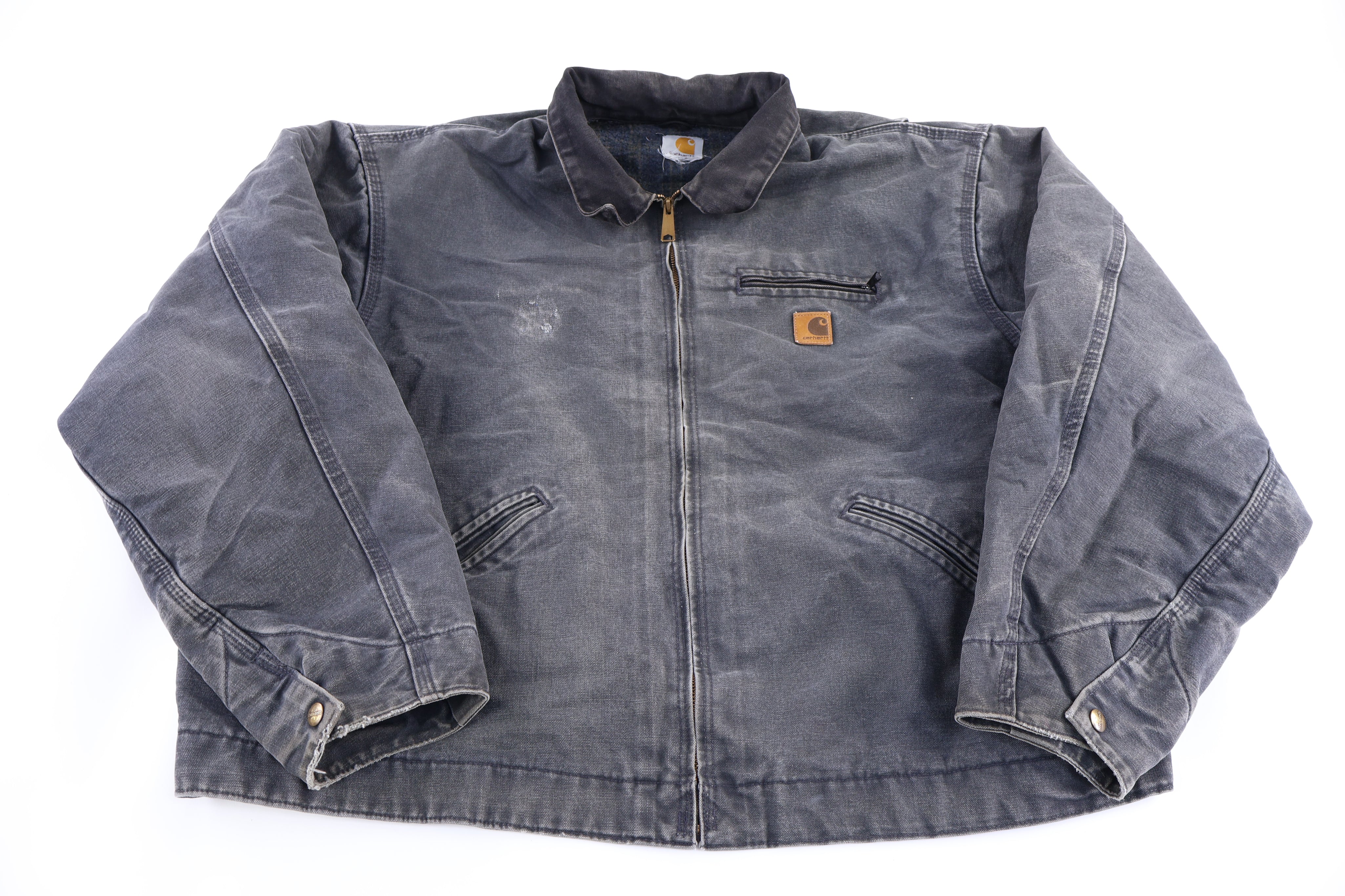Carhartt Logo Patch Grey Blanket Lined Detroit Jacket