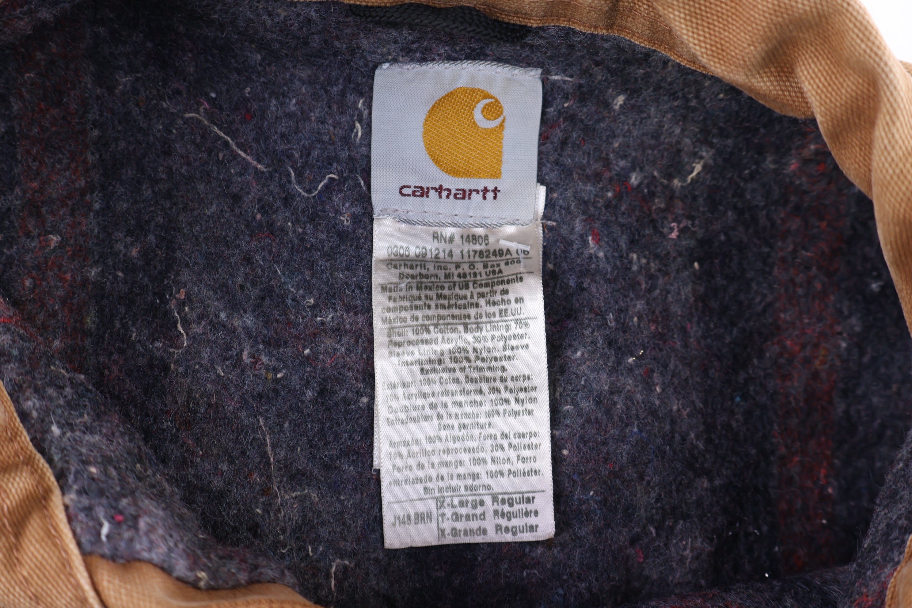 Carhartt Logo Patch Tan Blanket Lined Detroit Jacket