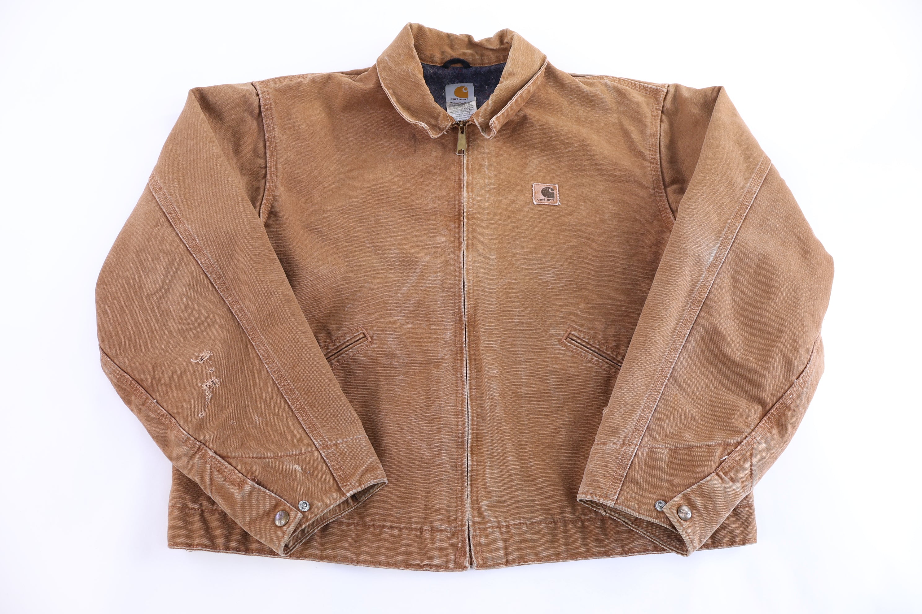 Carhartt Logo Patch Tan Blanket Lined Detroit Jacket