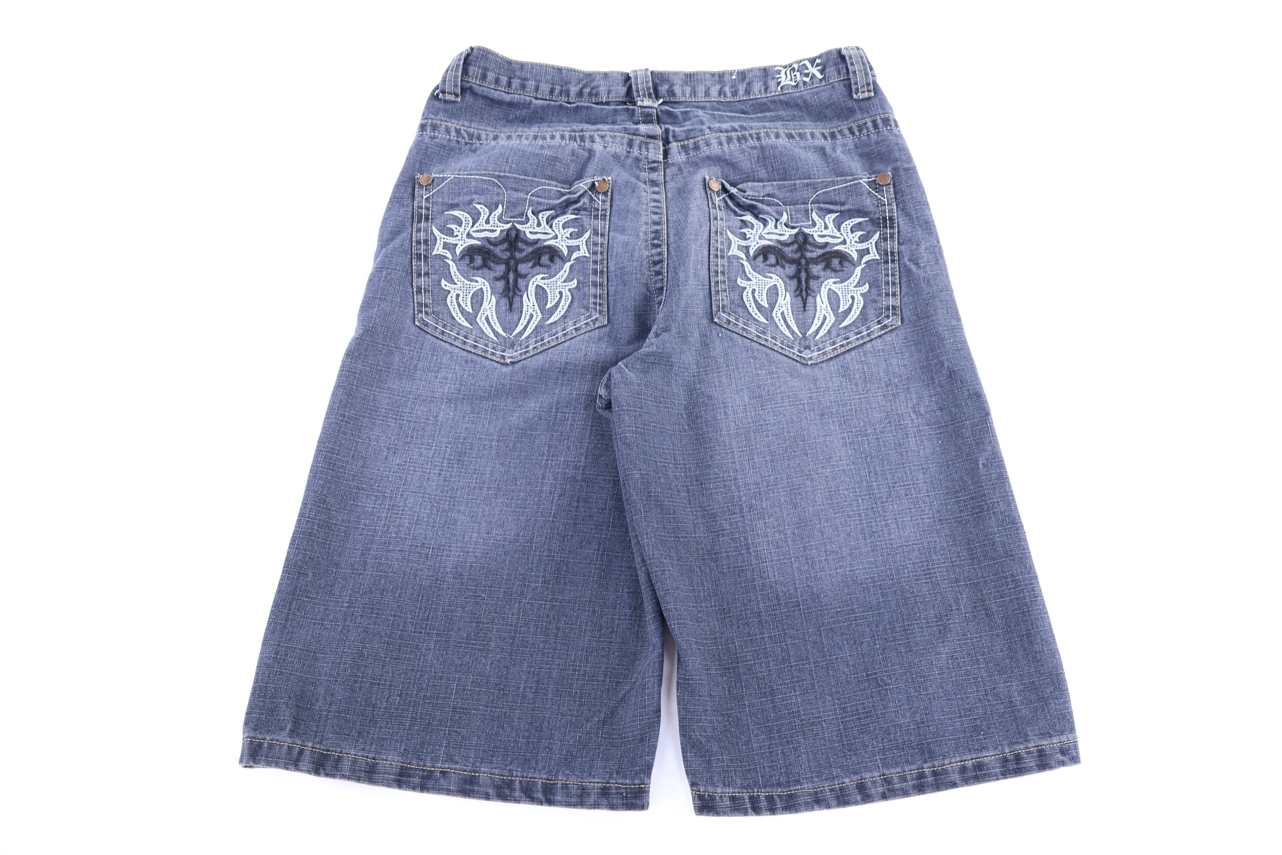 Y2K Brooklyn Xpress Embroidered Denim Shorts