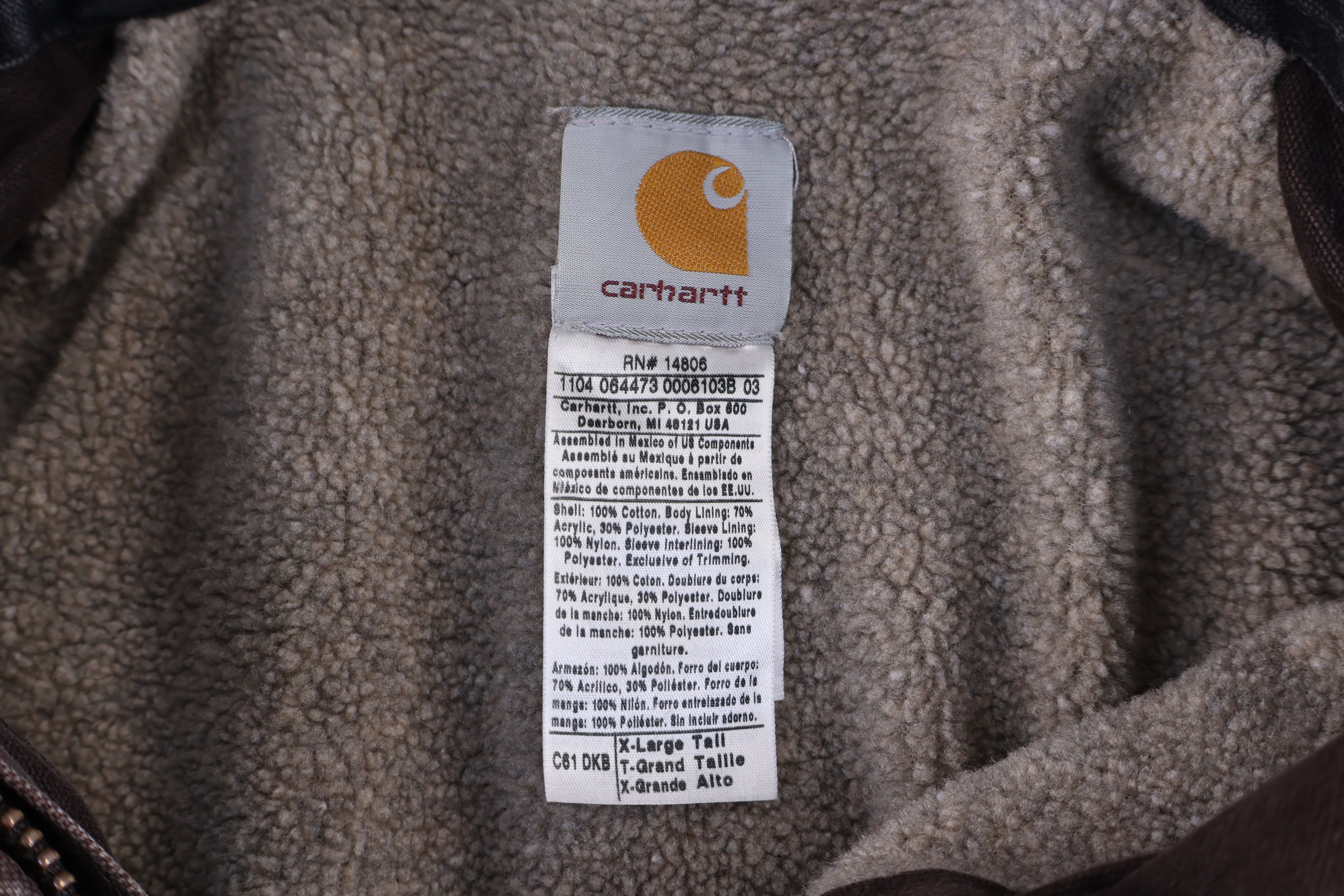 Carhartt Logo Patch Brown Sherpa Lined Jacket