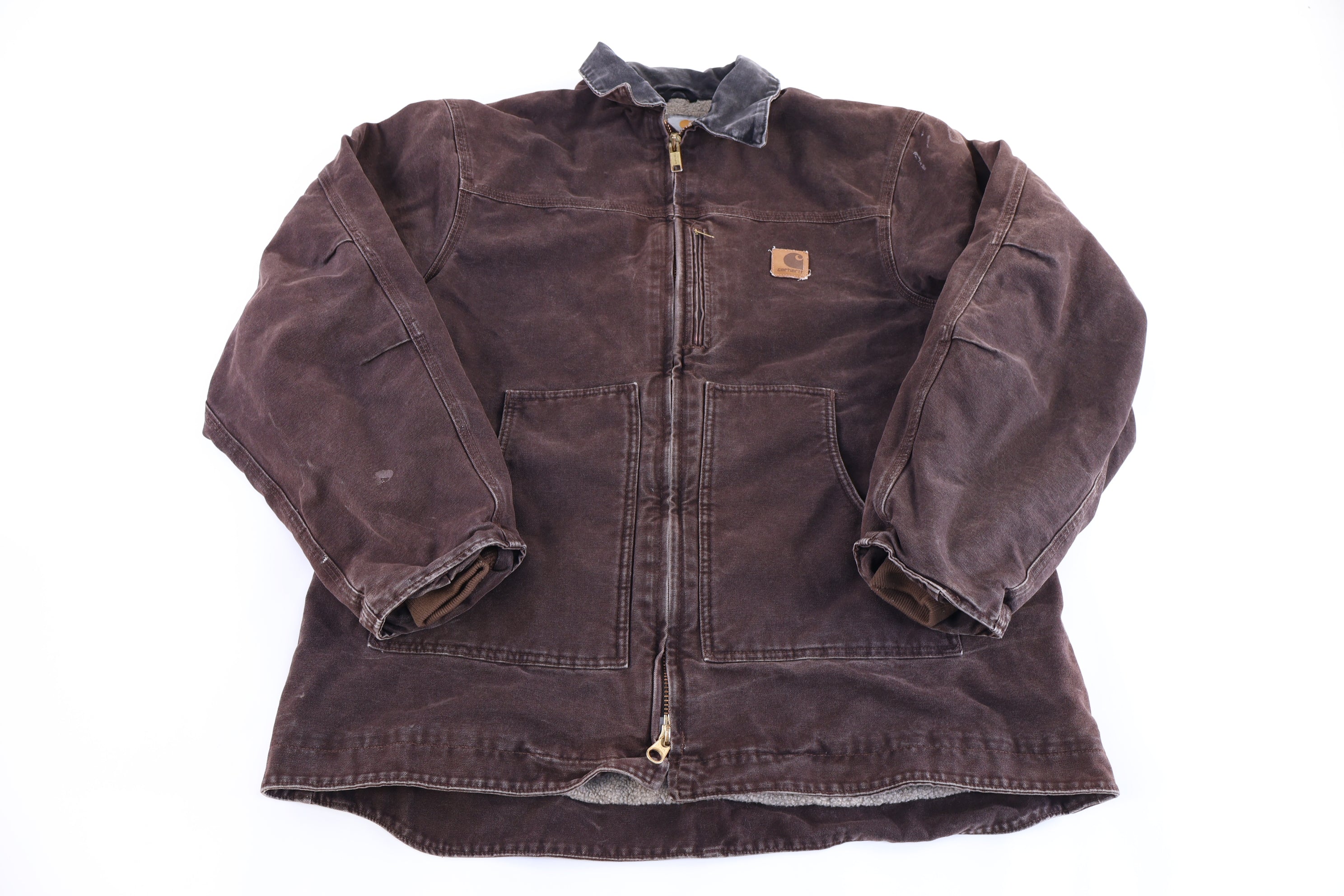 Carhartt Logo Patch Brown Sherpa Lined Jacket