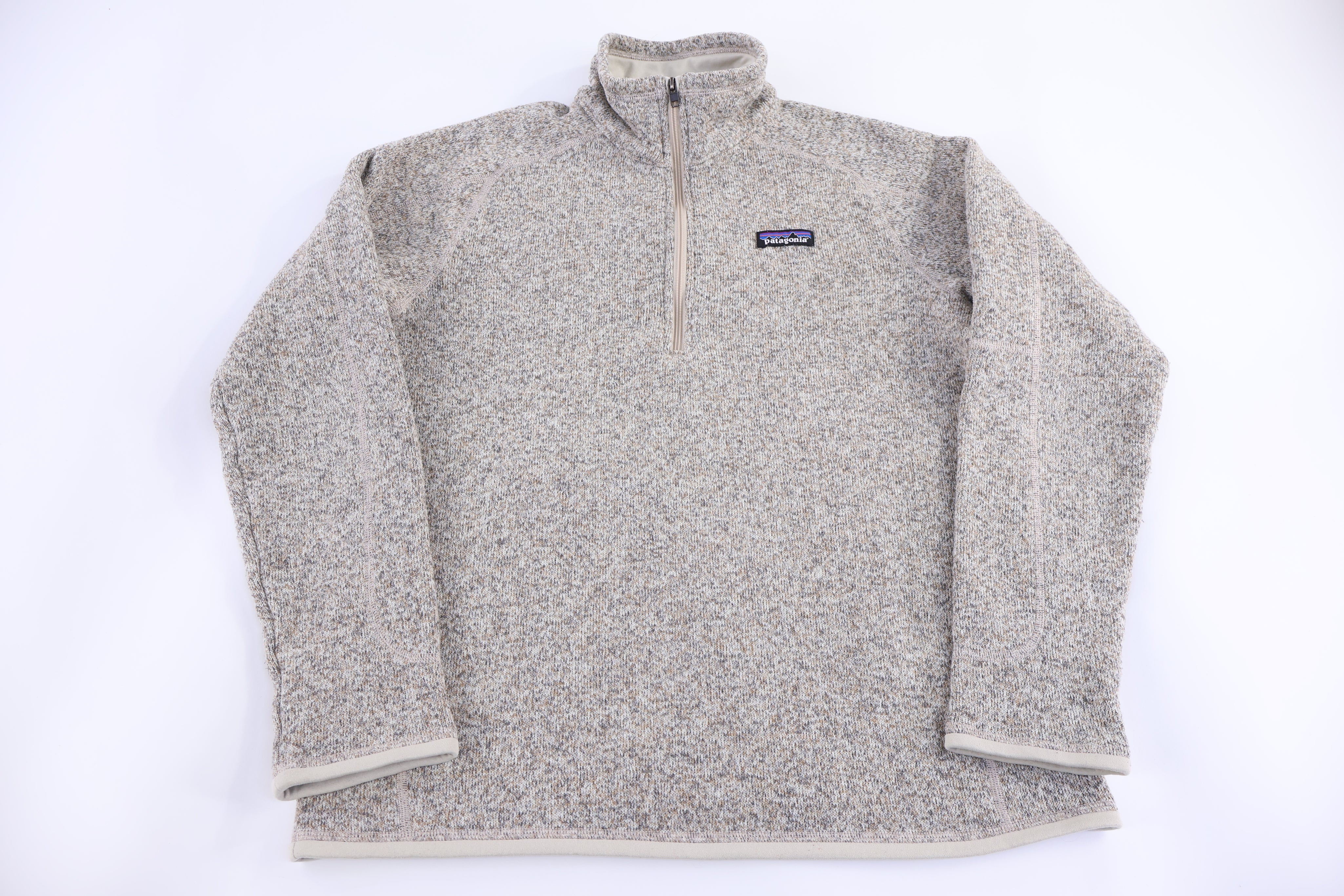 Patagonia Logo Patch Tan Quarter Zip Pullover