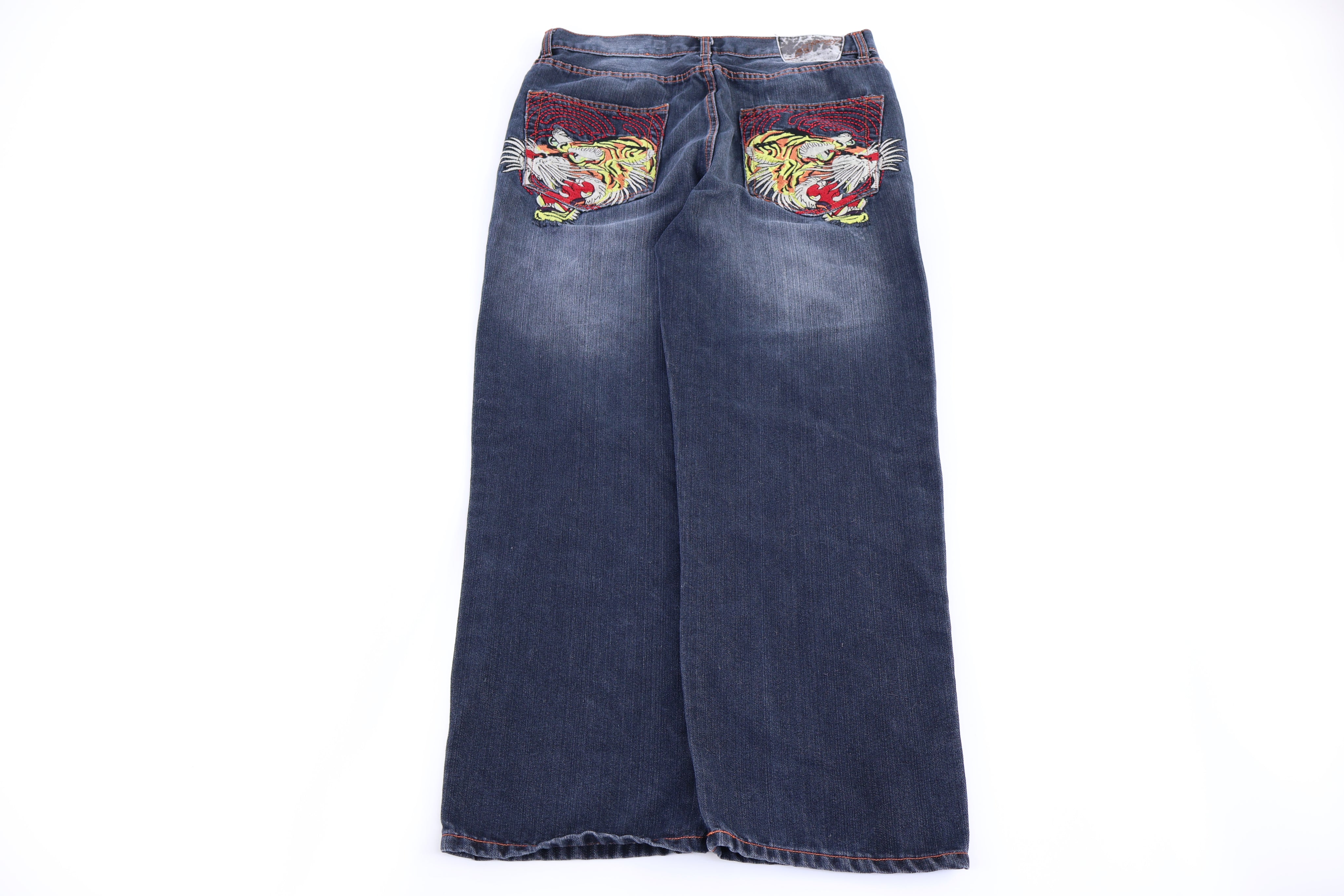 Ed Hardy Embroidered Dark Wash Denim Jeans
