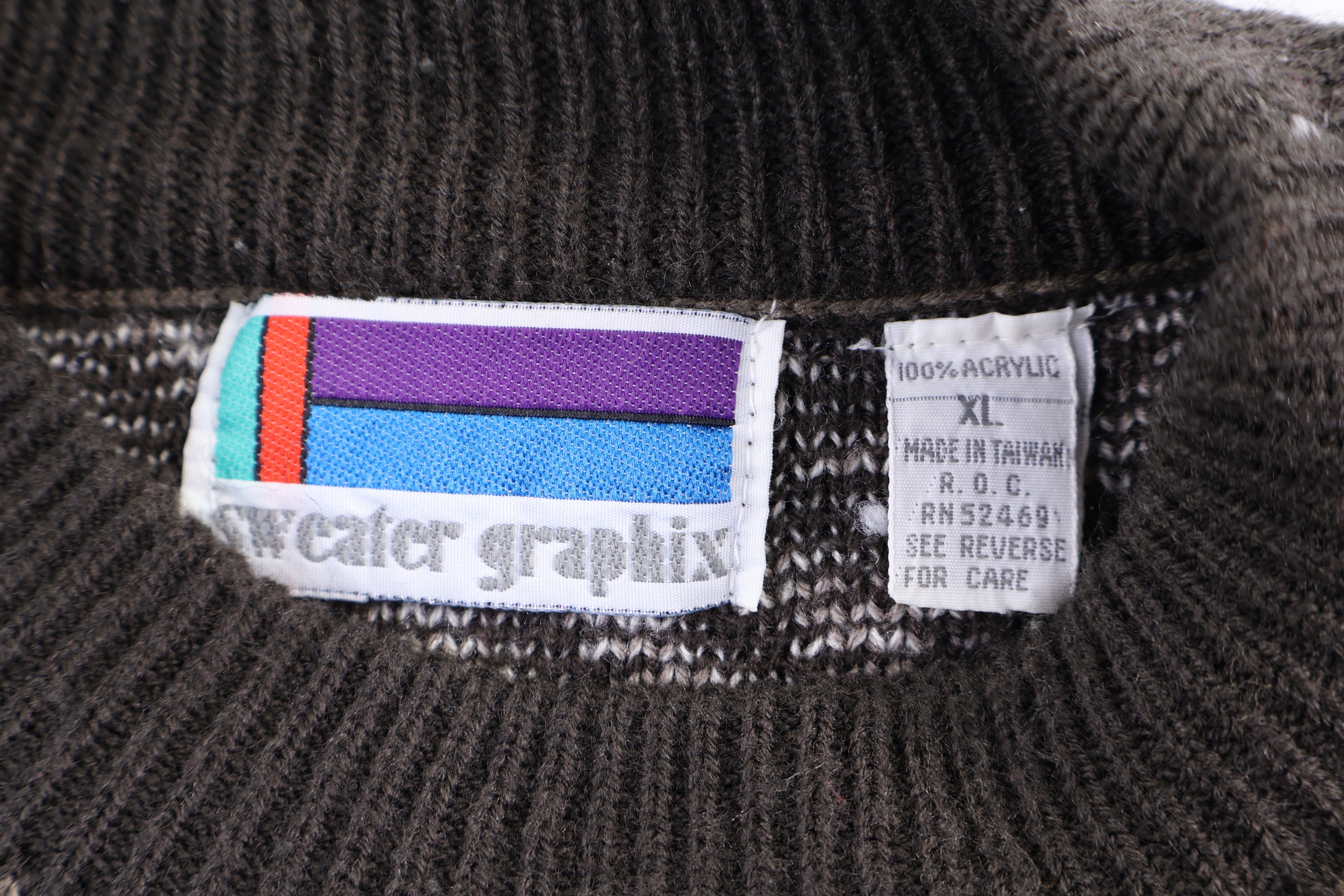 80's Sweater Graphix Multipattern Knit Sweater