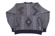 90's Academic Multipattern Knit Sweater