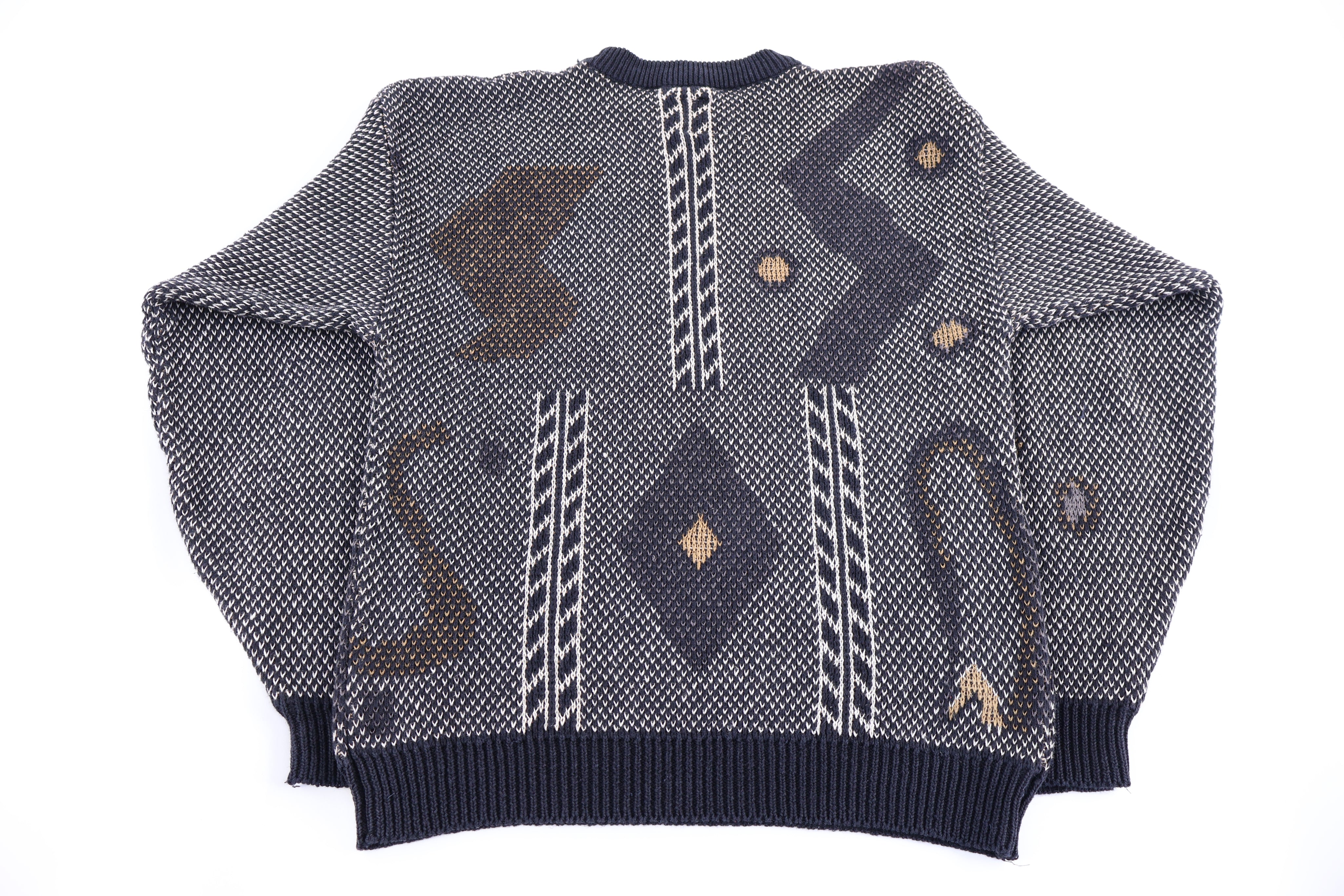 90's Academic Multipattern Knit Sweater