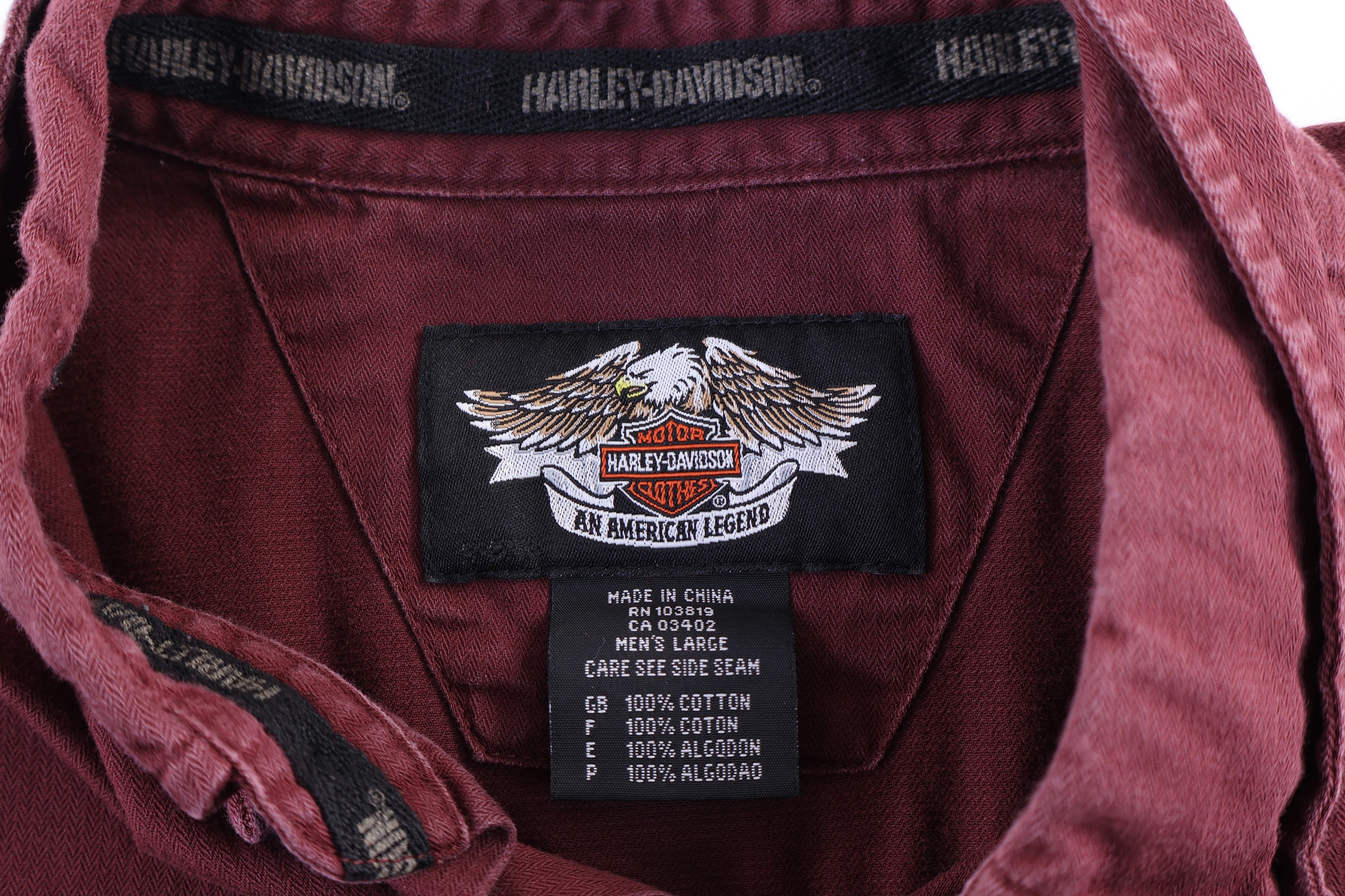 Harley Davidson Motorcycles Maroon Button Down