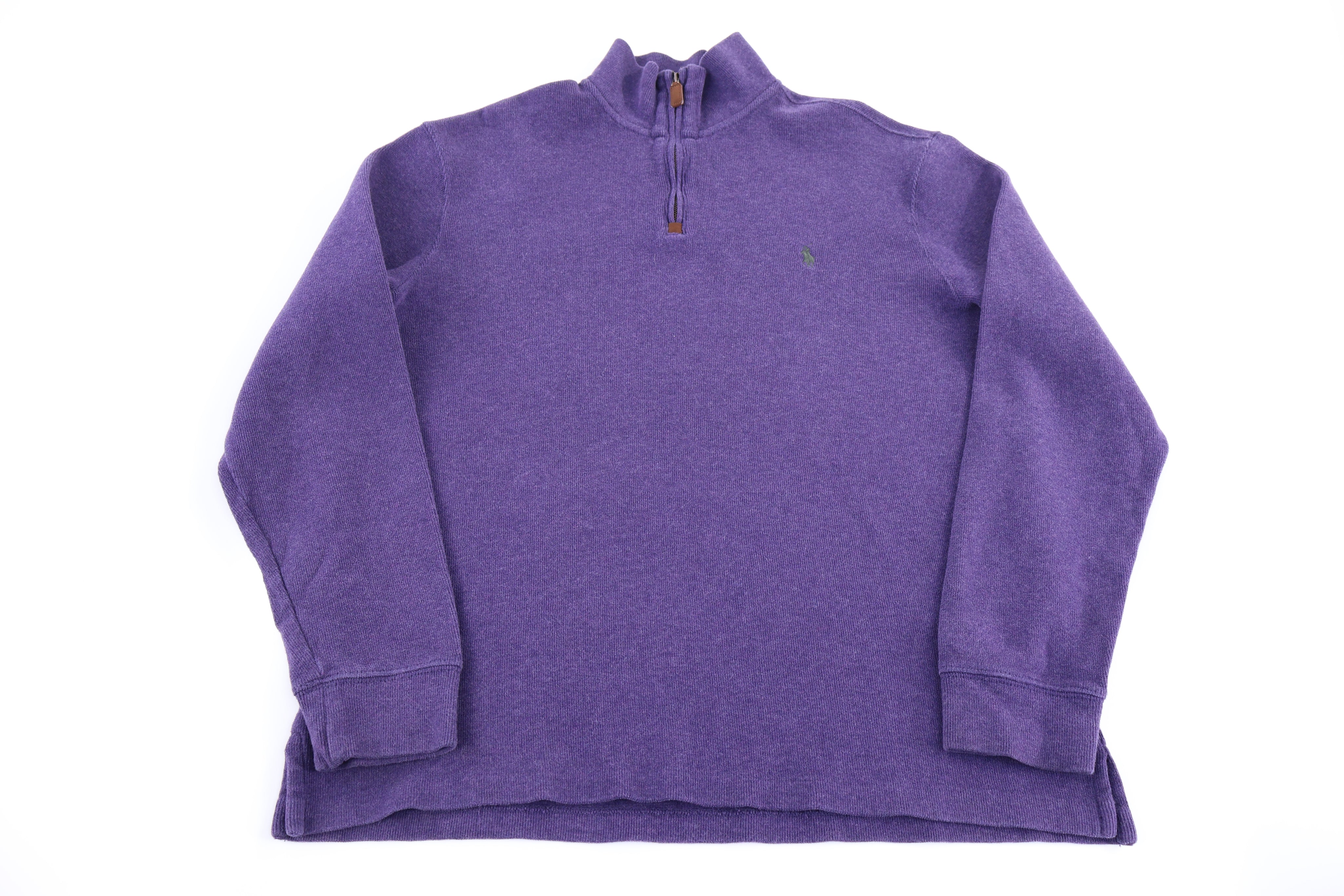 Polo by Ralph Lauren Embroidered Logo Purple Quarter Zip Sweater