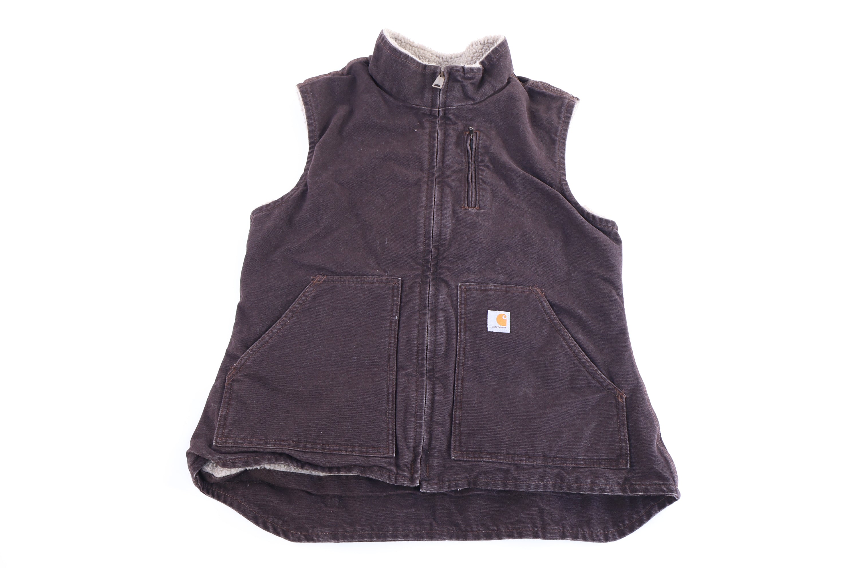 Women's Carhartt Logo Patch Brown Full Zip Vest