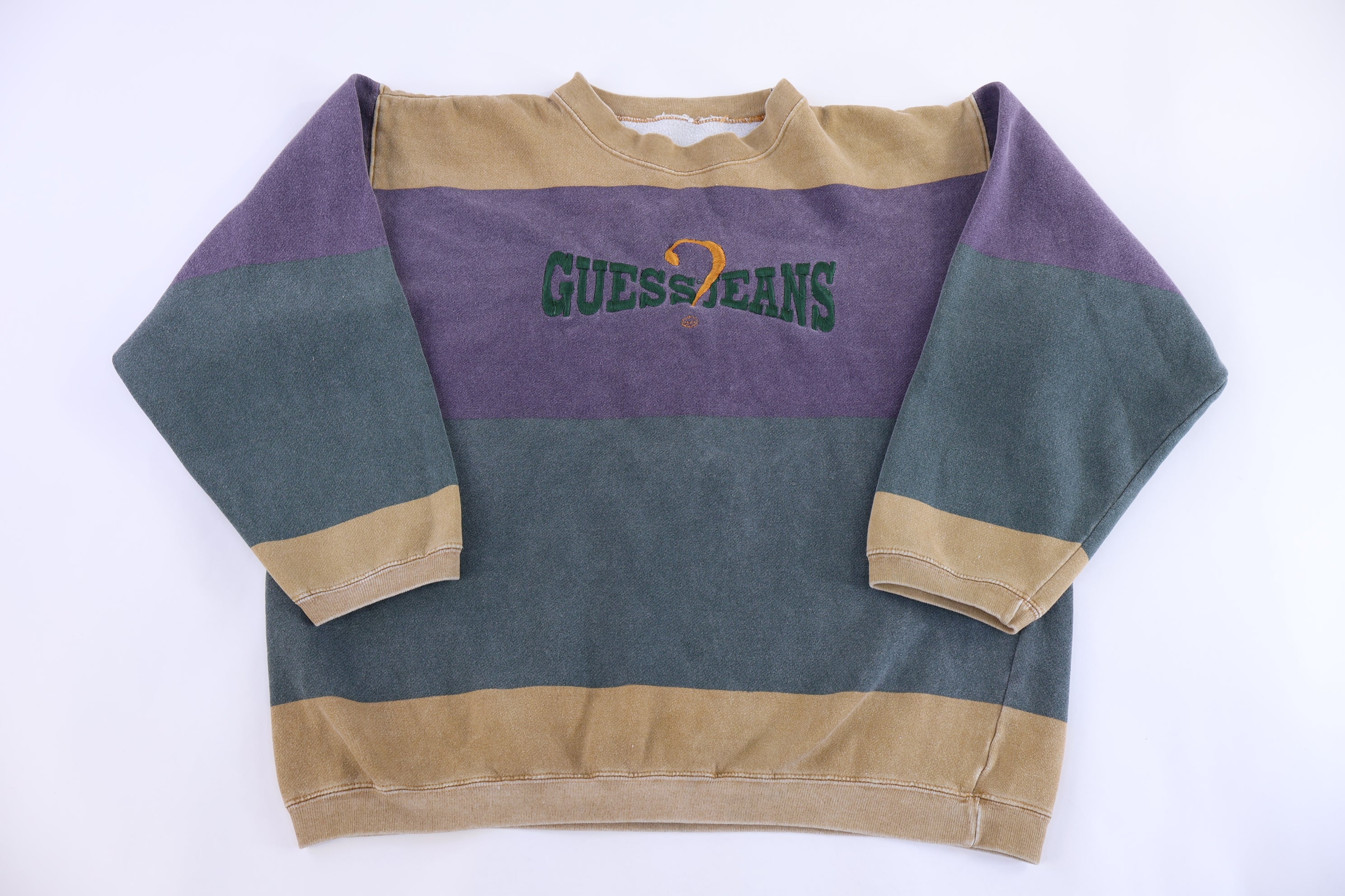 90's GUESS Jeans Embroidered Logo Multicolor Pullover