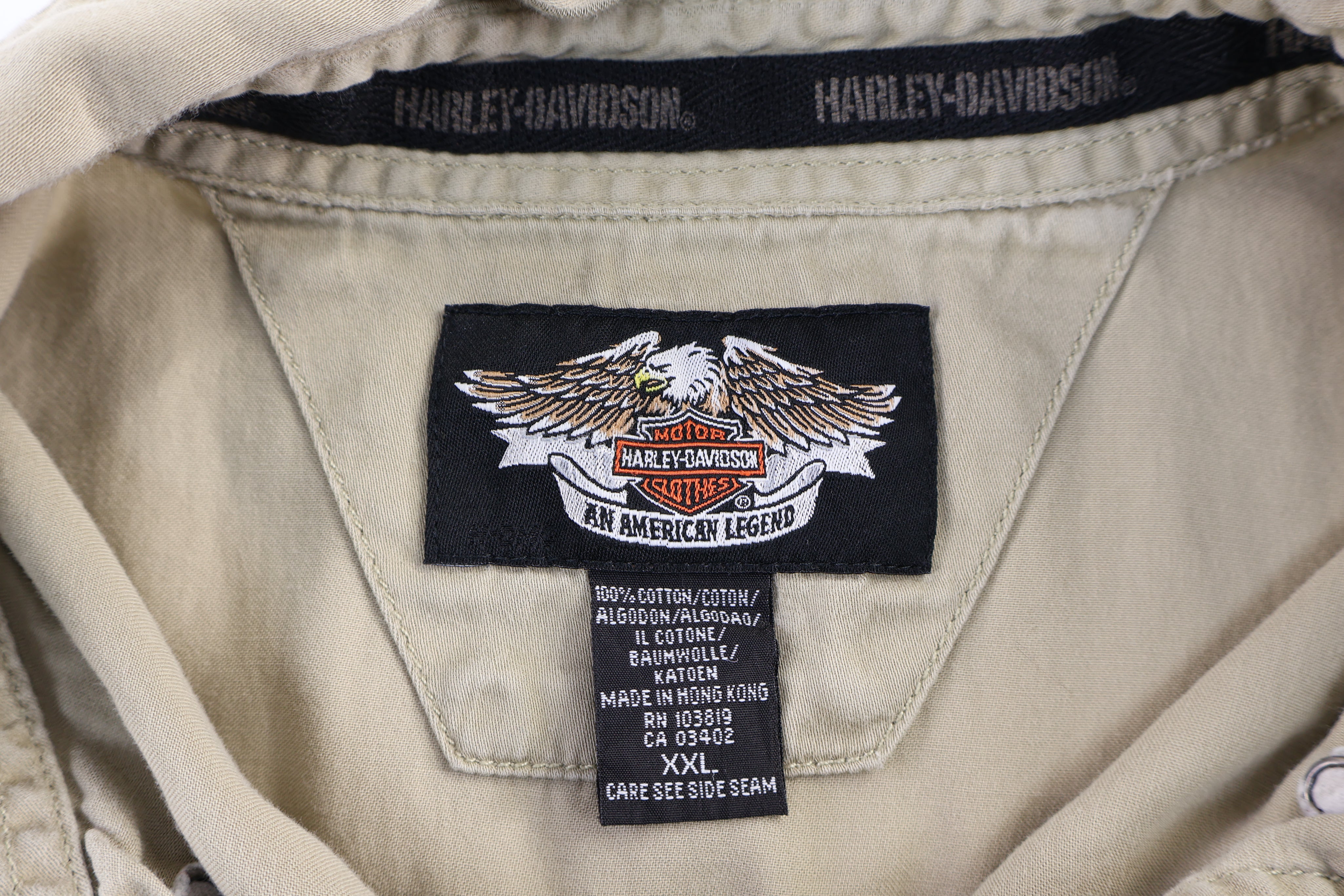 Harley Davidson Motorcycles Tan Button Down