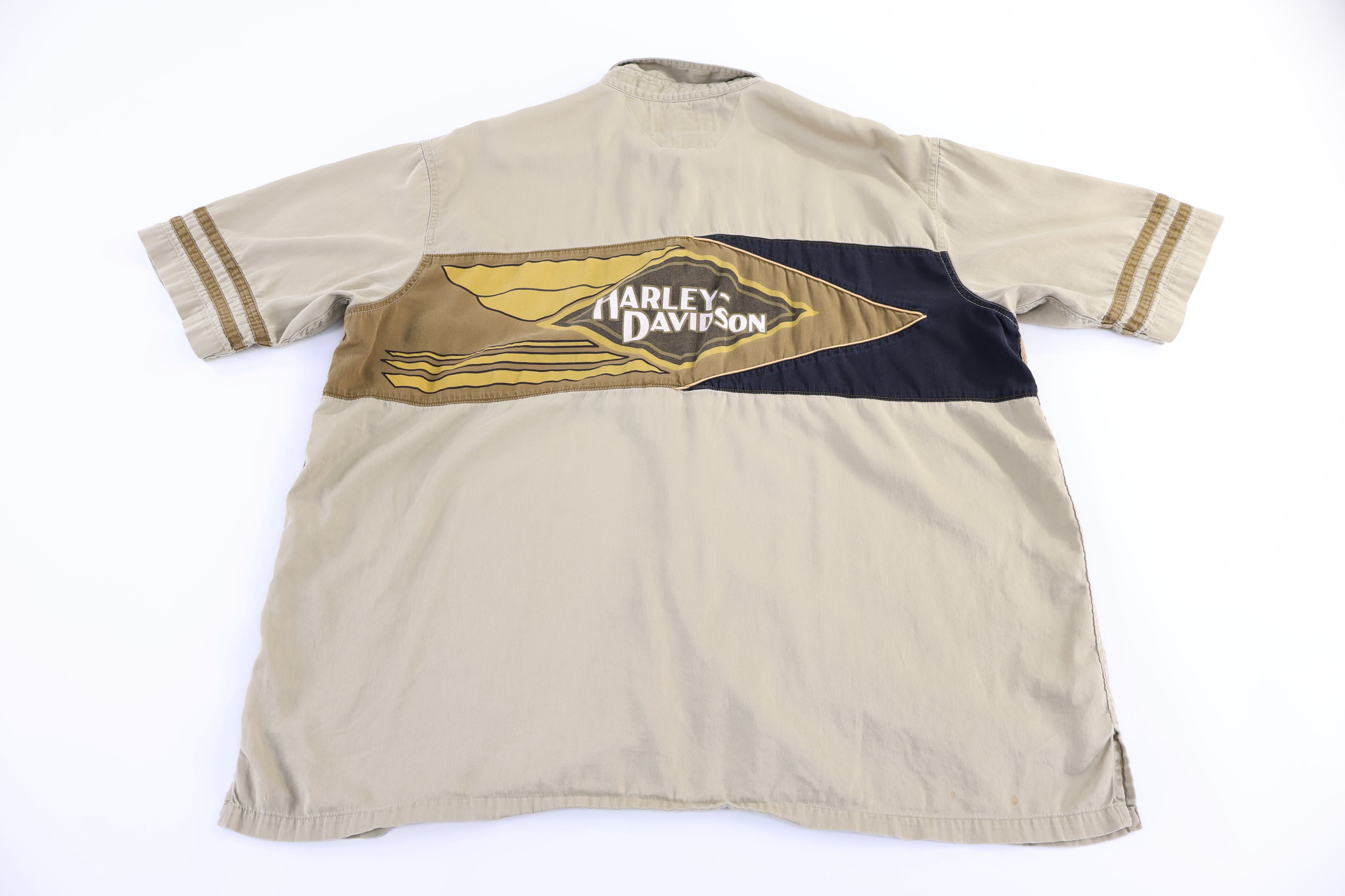 Harley Davidson Motorcycles Tan Button Down