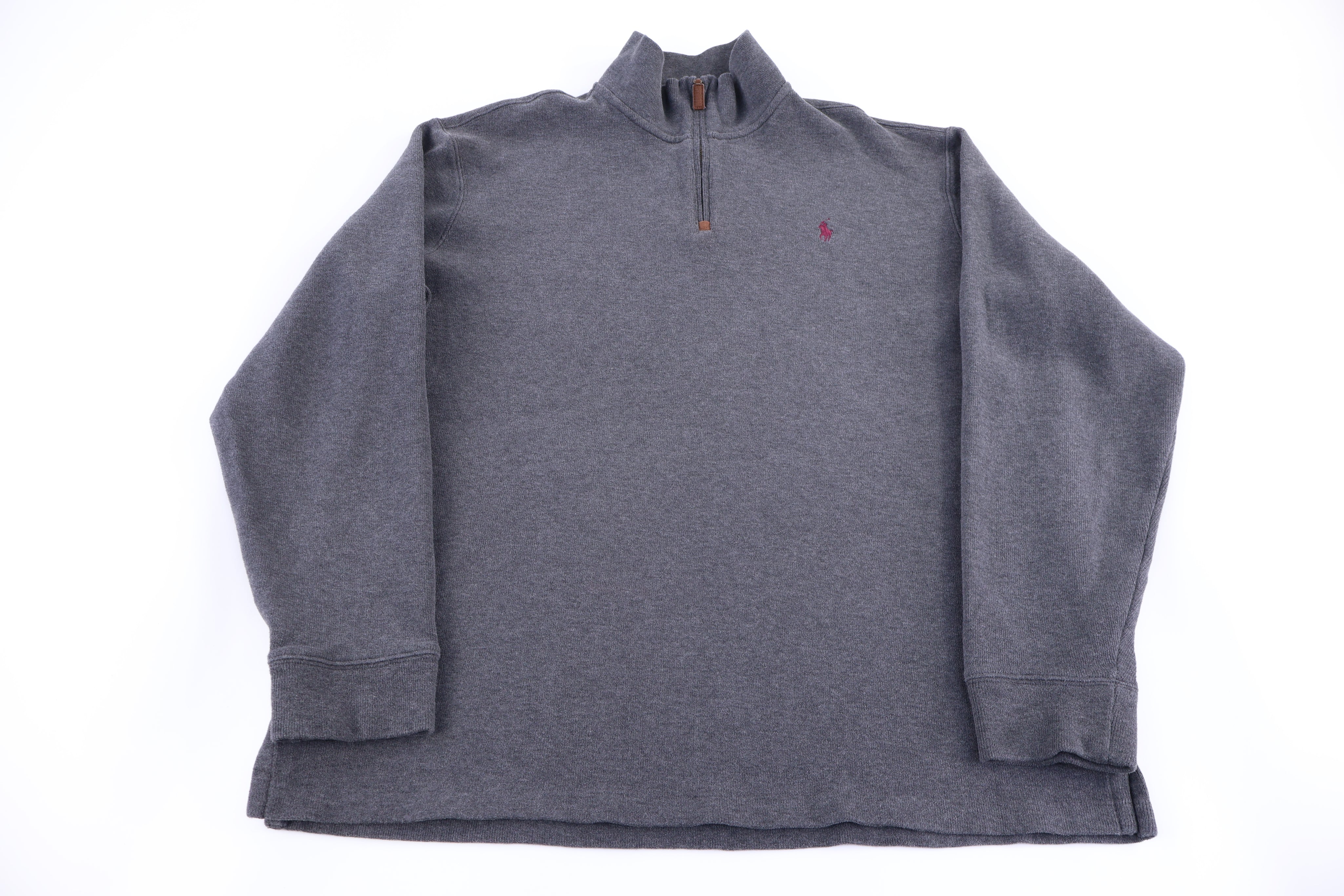 Polo Ralph Lauren Embroidered Logo Grey Quarter Zip Sweater