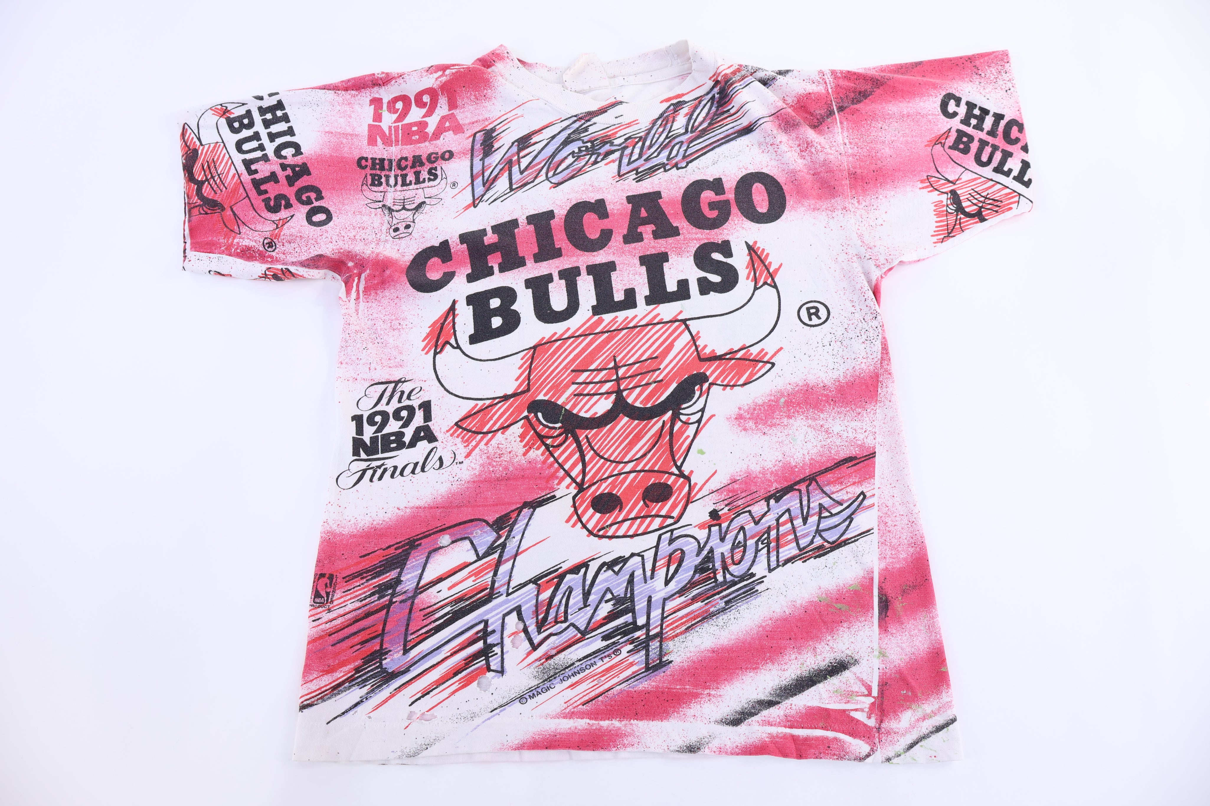 1991 Chicago Bulls NBA Finals Champions All Over Graphic T-shirt