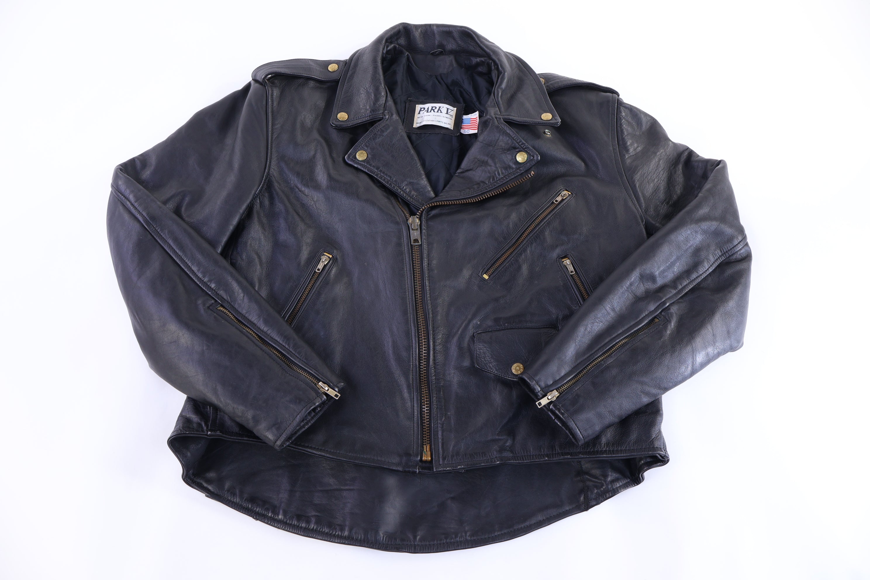 90's Park V Black Full Zip Leather Jacket