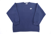 90's Nike Embroidered Logo Navy Blue Sweatshirt