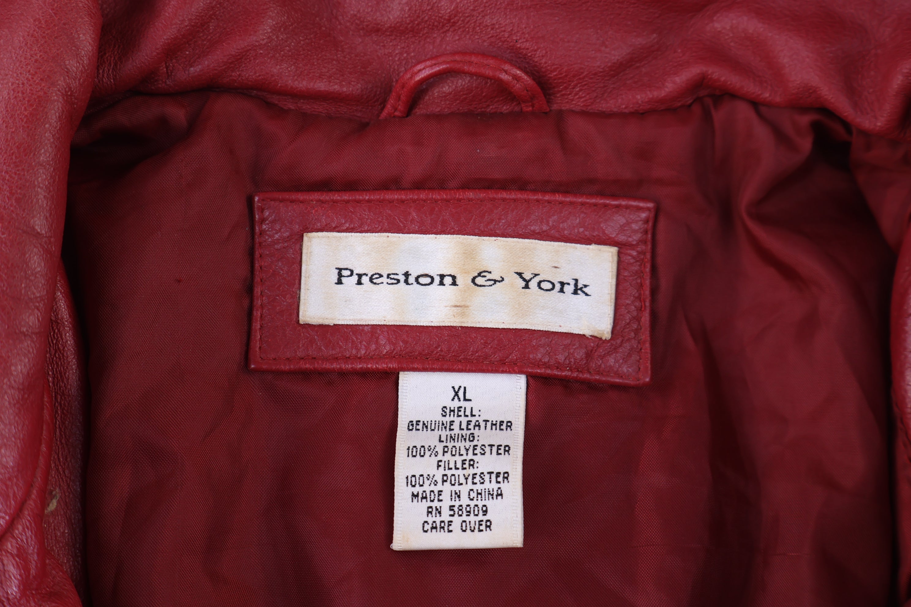 Vintage Preston & York Red Full Zip Leather Jacket