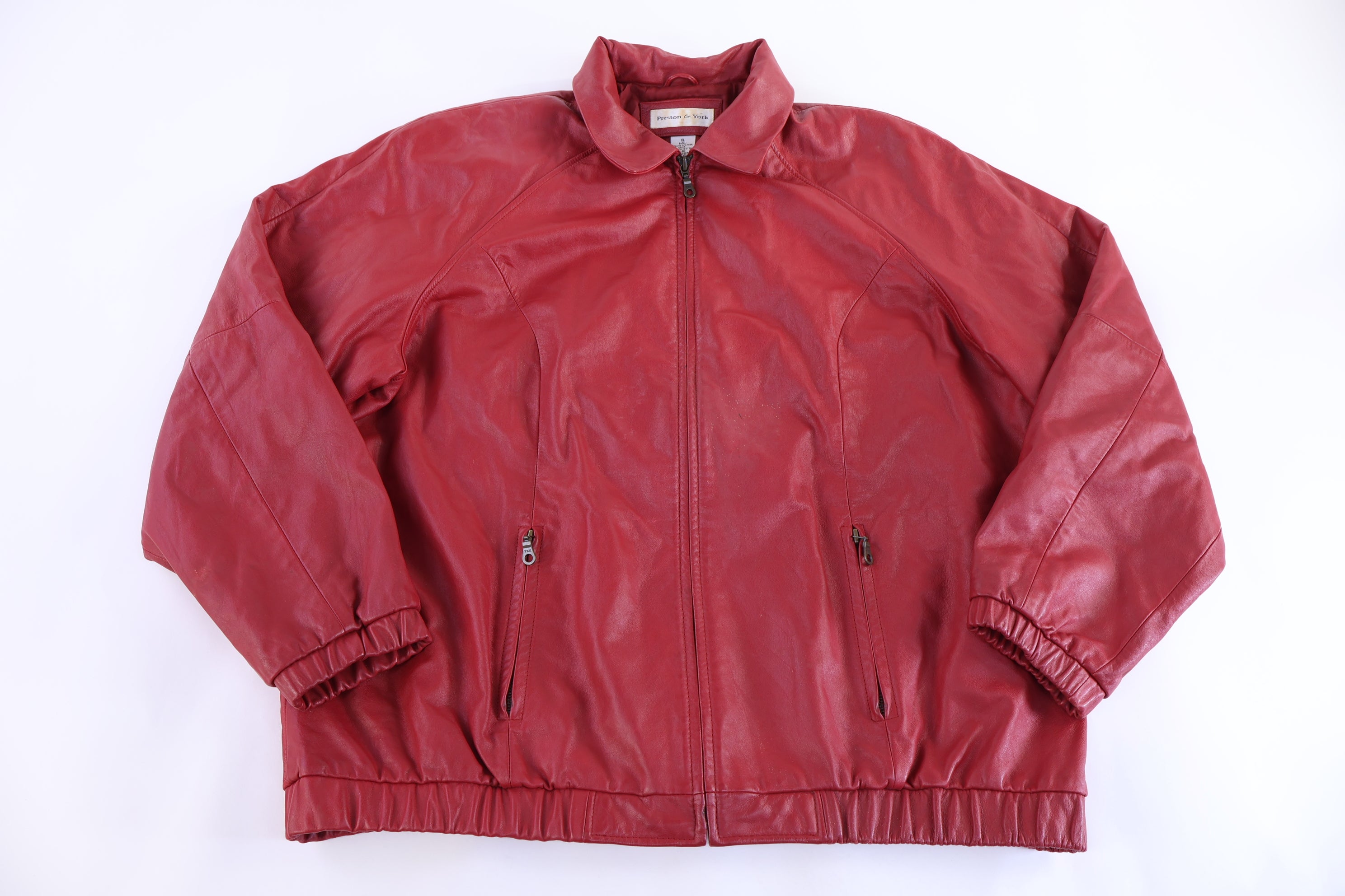 Vintage Preston & York Red Full Zip Leather Jacket