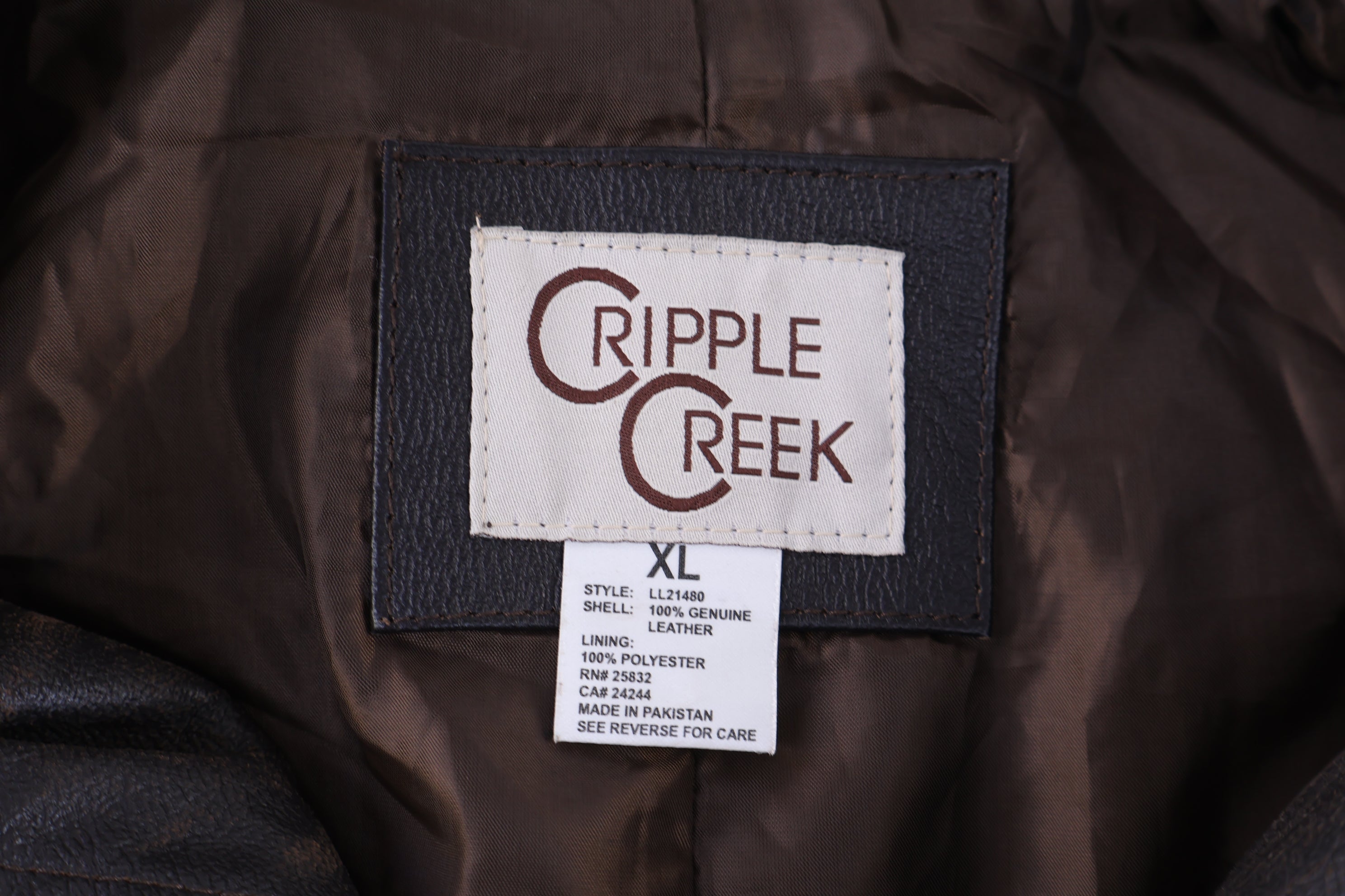 Women's Cripple Creek Brown Full Zip Leather Jacket