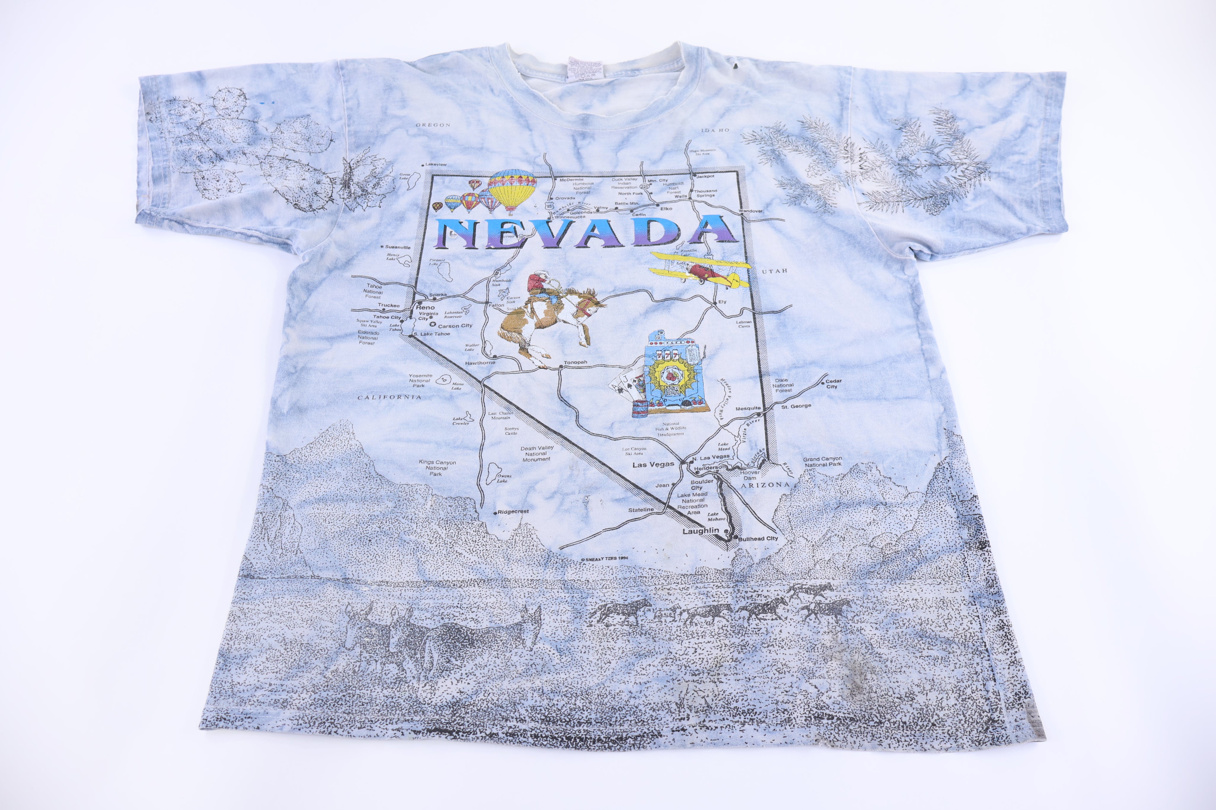 90's Nevada Map All Over Graphic T-shirt