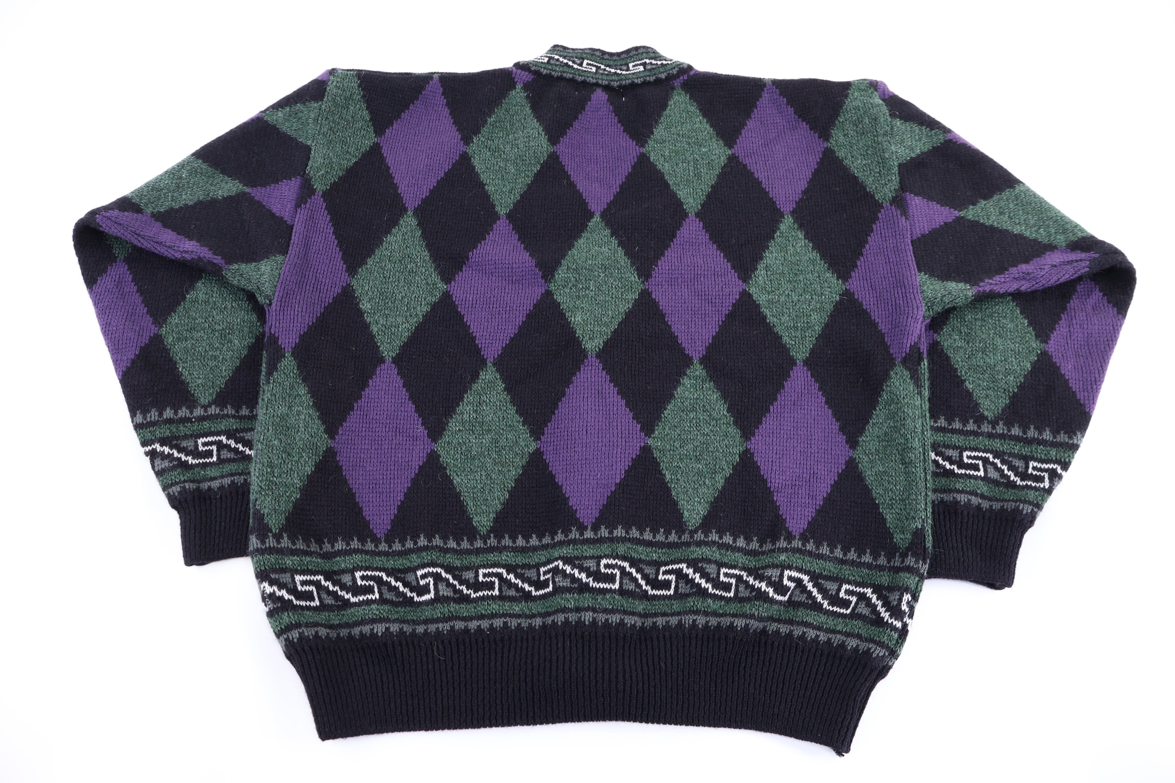90's Bach Rach Multipatterned Knit Cardigan Sweater