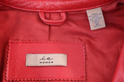 Women's IE Women Red Full Zip Leather Jacket