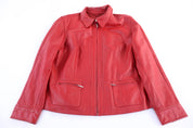Women's IE Women Red Full Zip Leather Jacket