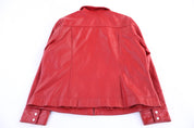 Women's IE Women Red Full Zip Leather Jacket