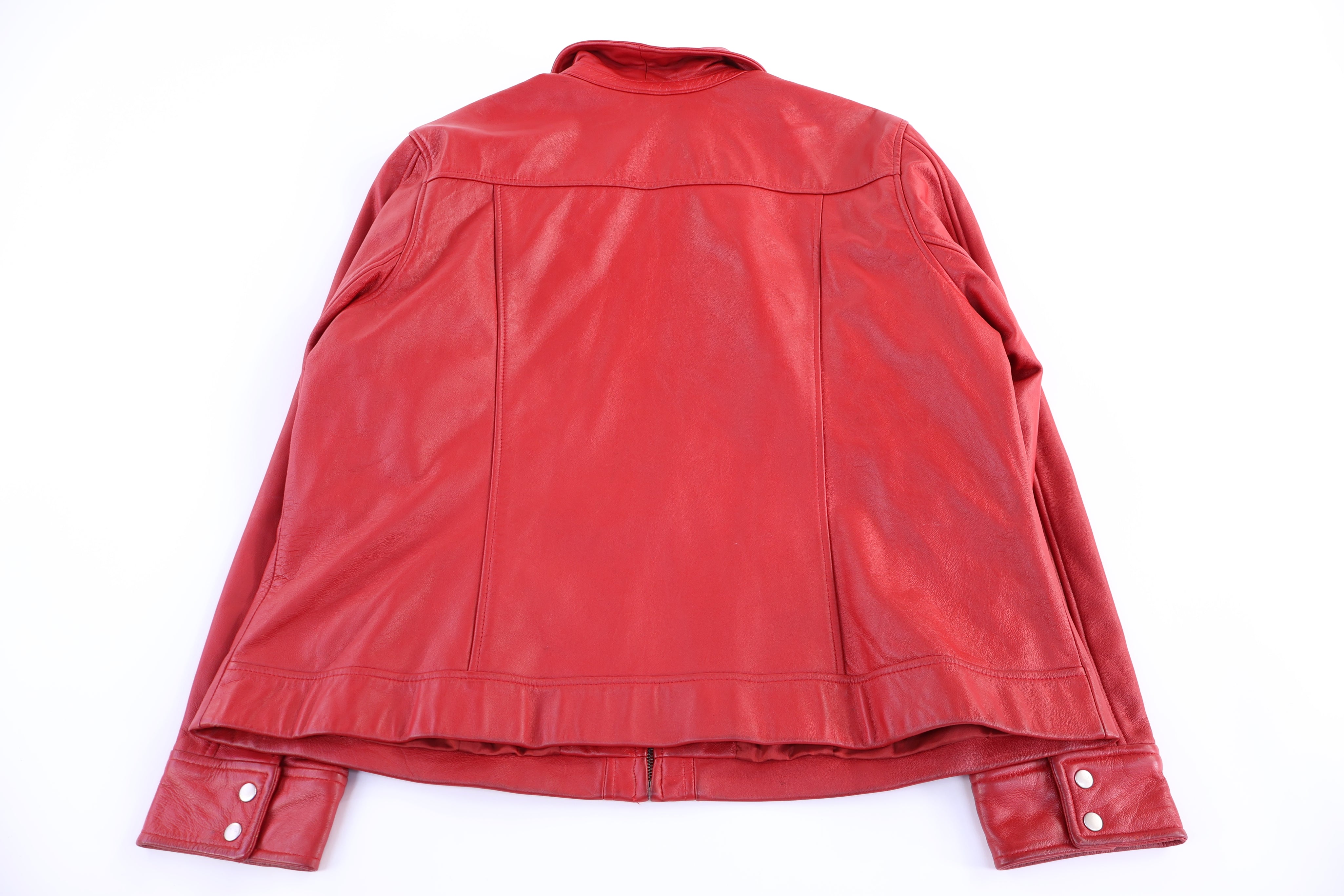Women's IE Women Red Full Zip Leather Jacket