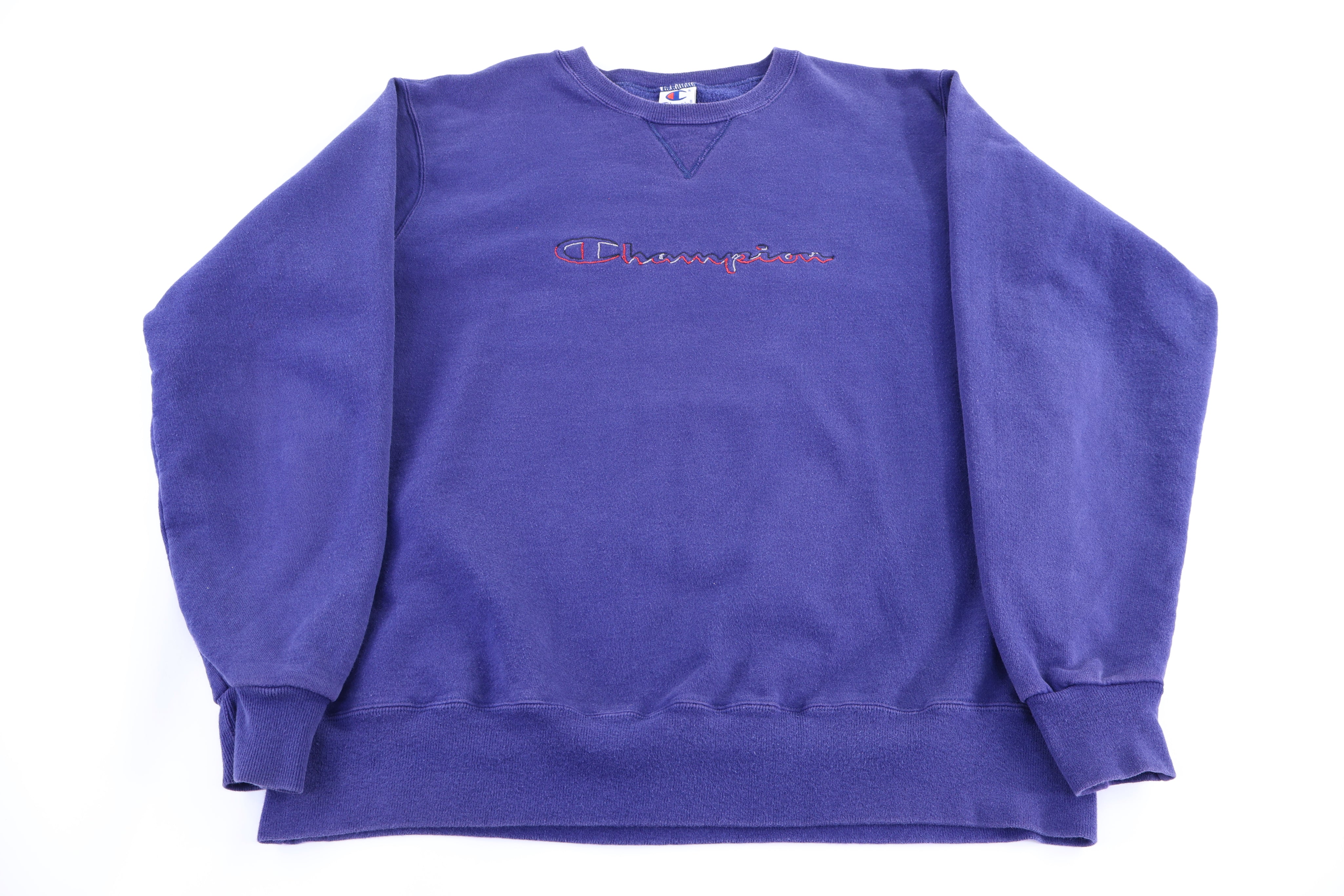 Vintage Champion Embroidered Logo Purple Sweatshirt