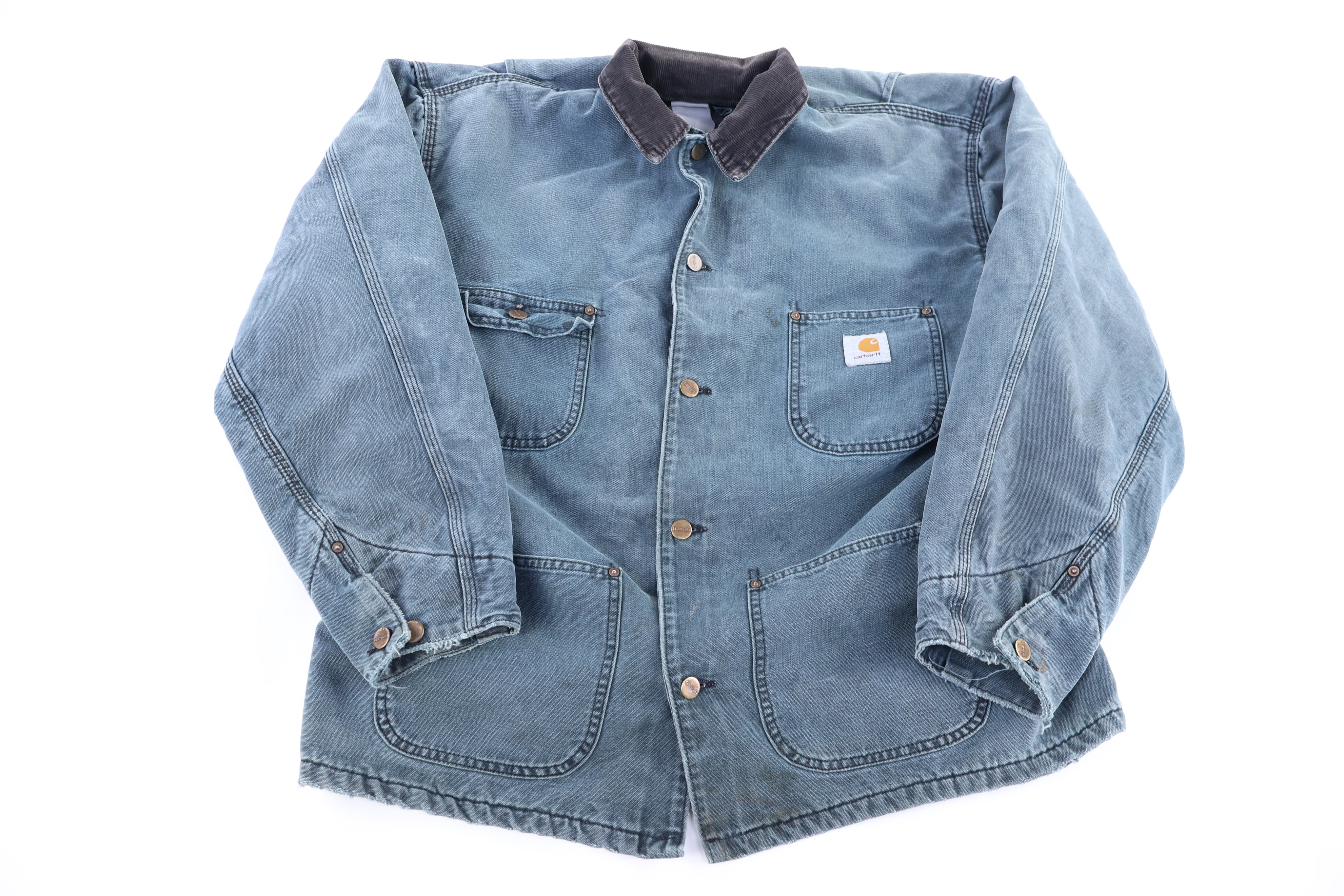 Carhartt Logo Patch Green Blanket Lined Chore Jacket