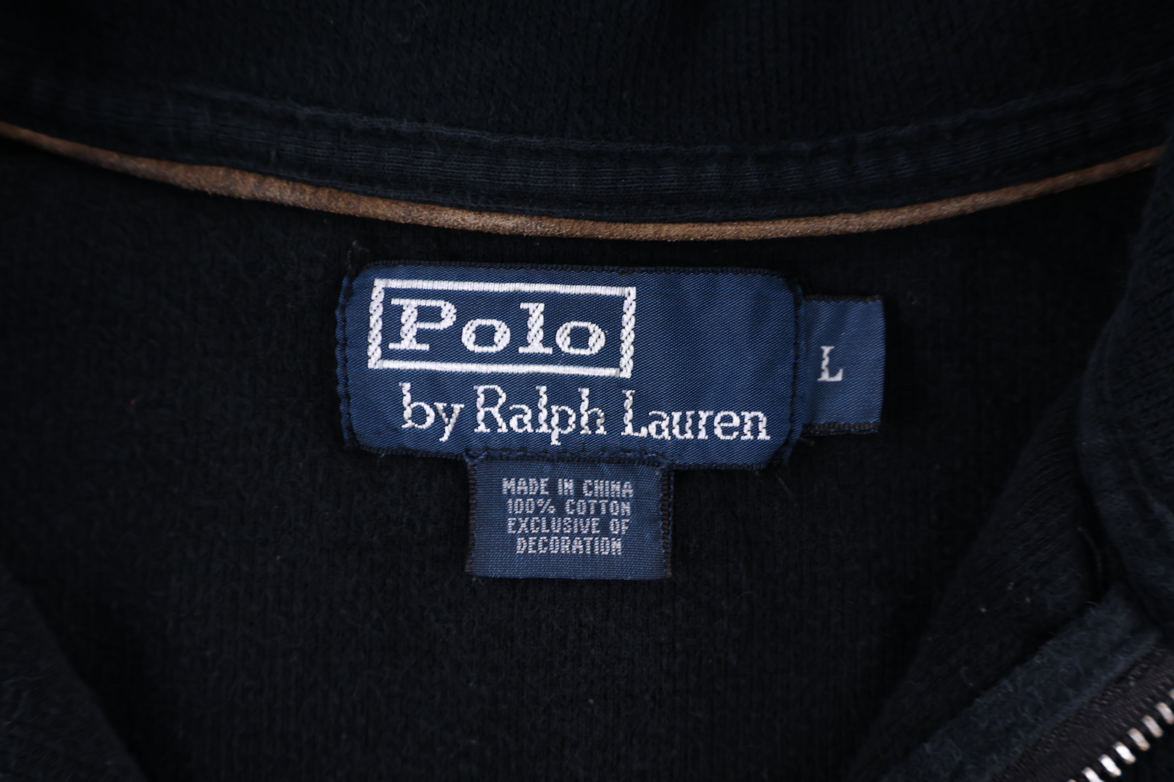 Polo by Ralph Lauren Embroidered Logo Black Quarter Zip Sweater