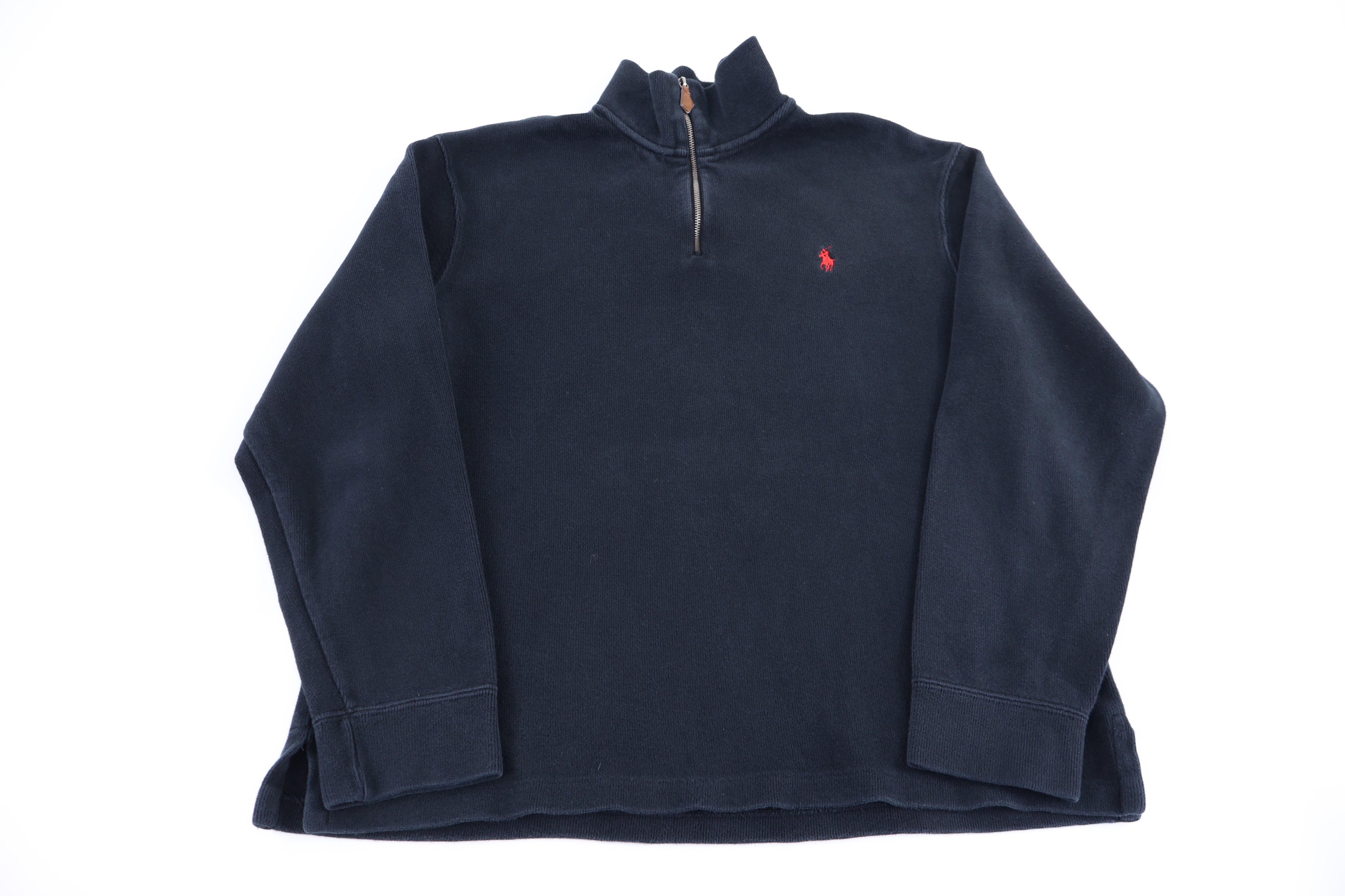 Polo by Ralph Lauren Embroidered Logo Black Quarter Zip Sweater