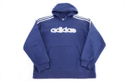 Vintage Adidas Embroidered Logo Blue Pullover Hoodie