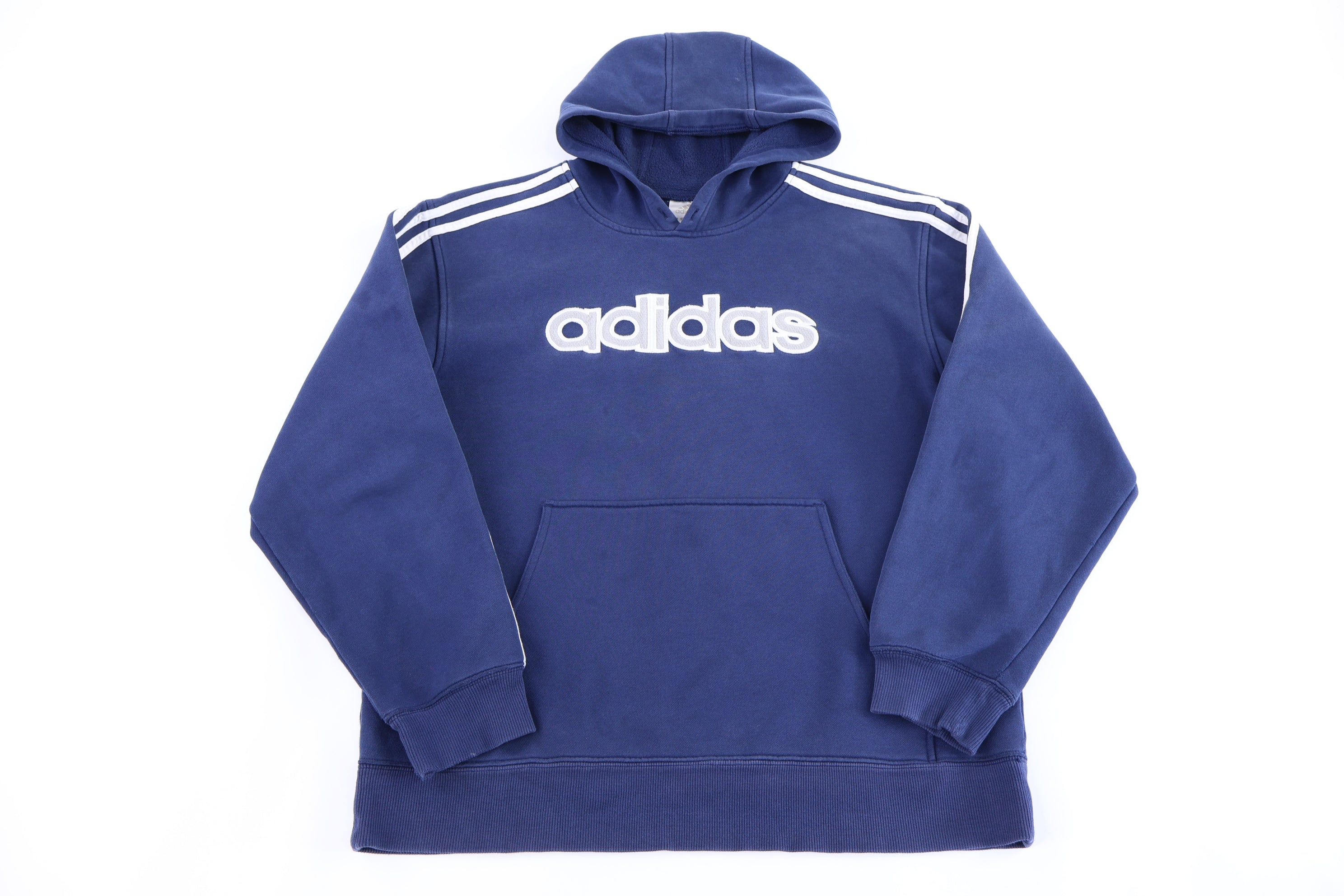 Vintage Adidas Embroidered Logo Blue Pullover Hoodie