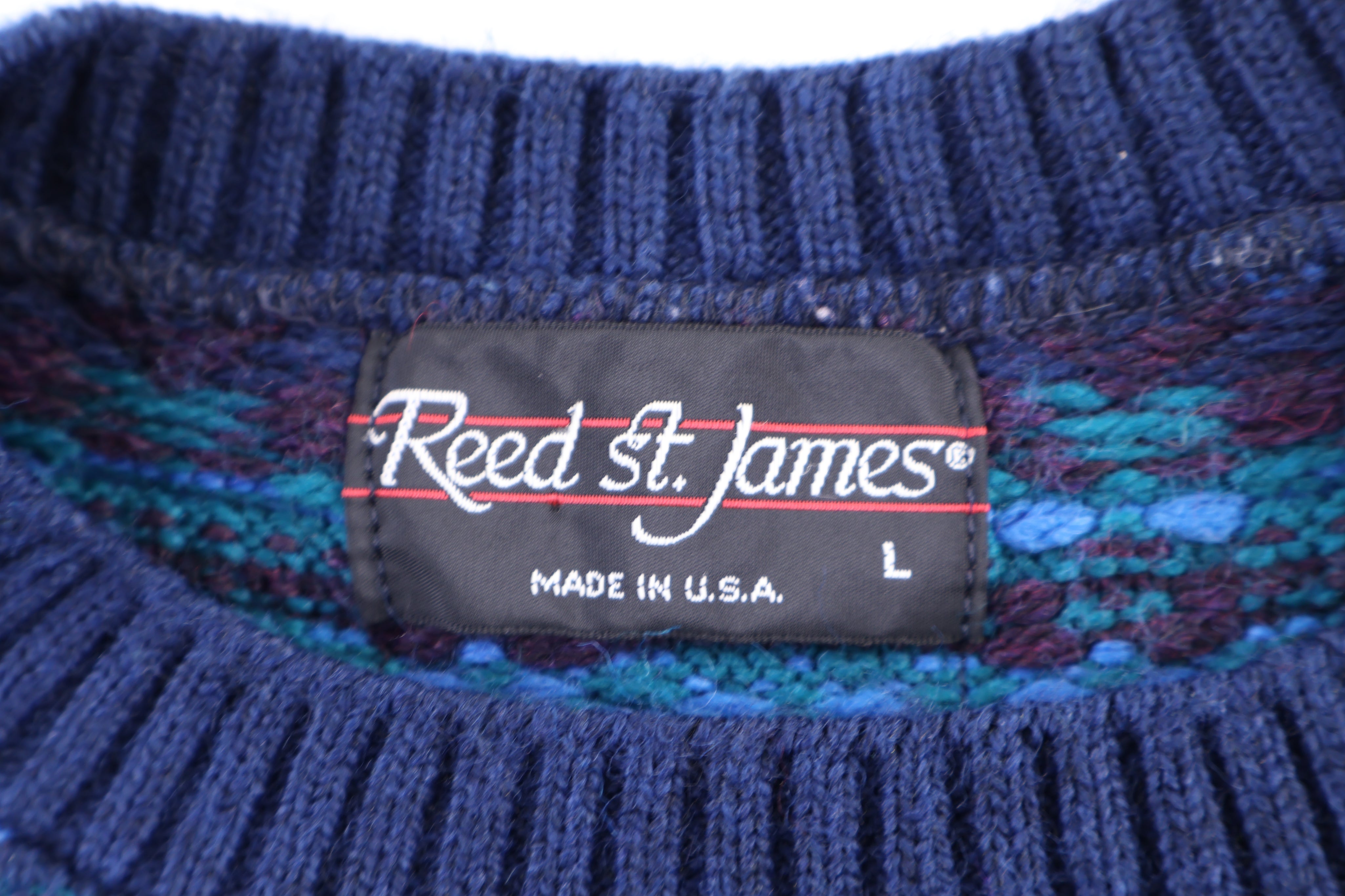 90's Red St. James Multicolor Knit Sweater