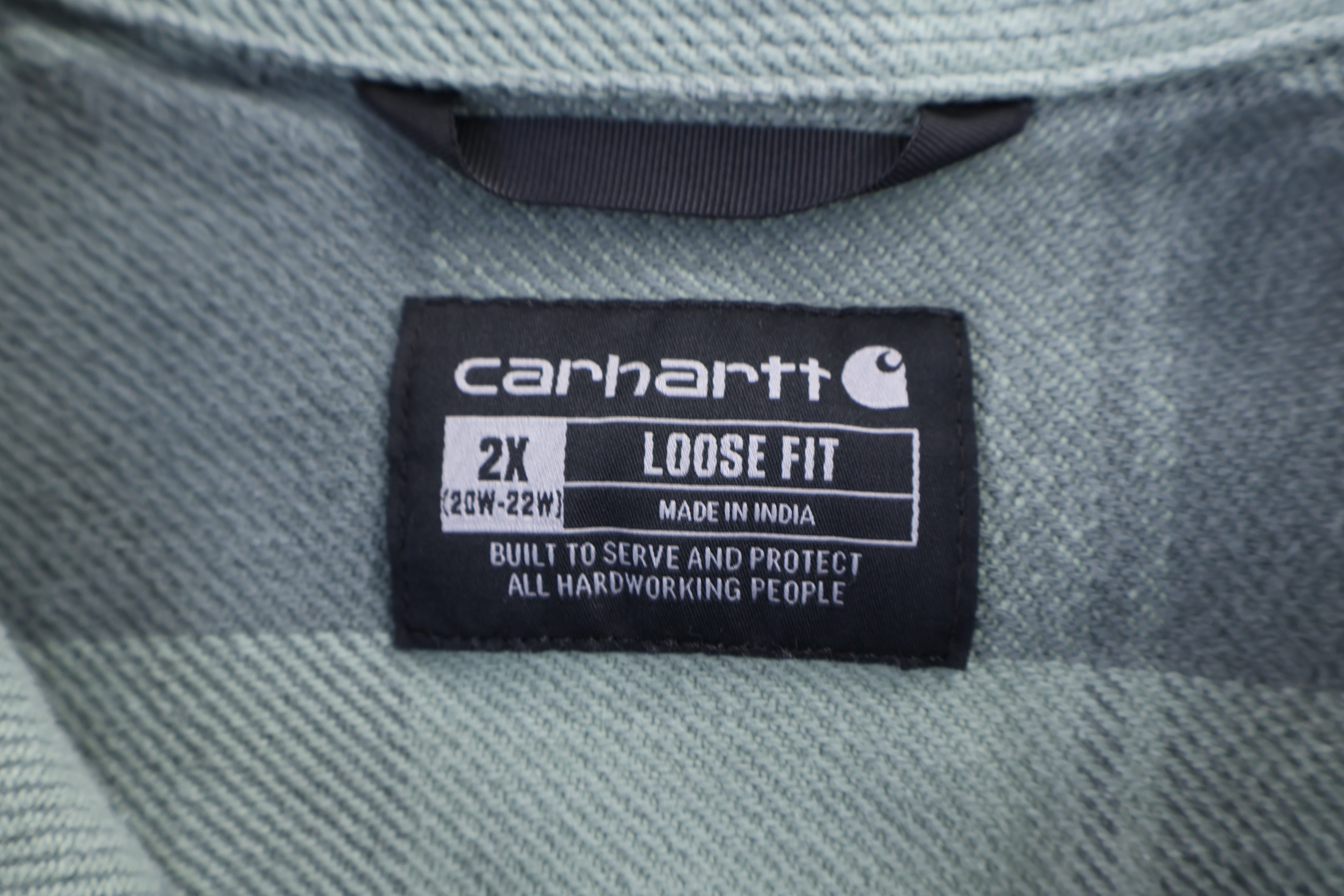 Carhartt Logo Patch Green Plaid LS Button Down