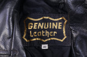 90's Genuine Leather Black Full Zip Jacket