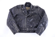 90's Genuine Leather Black Full Zip Jacket