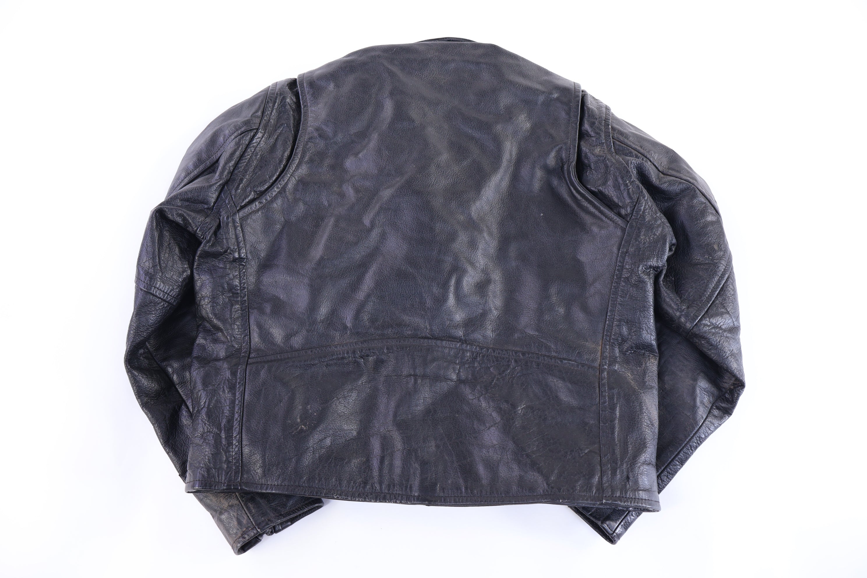 90's Genuine Leather Black Full Zip Jacket