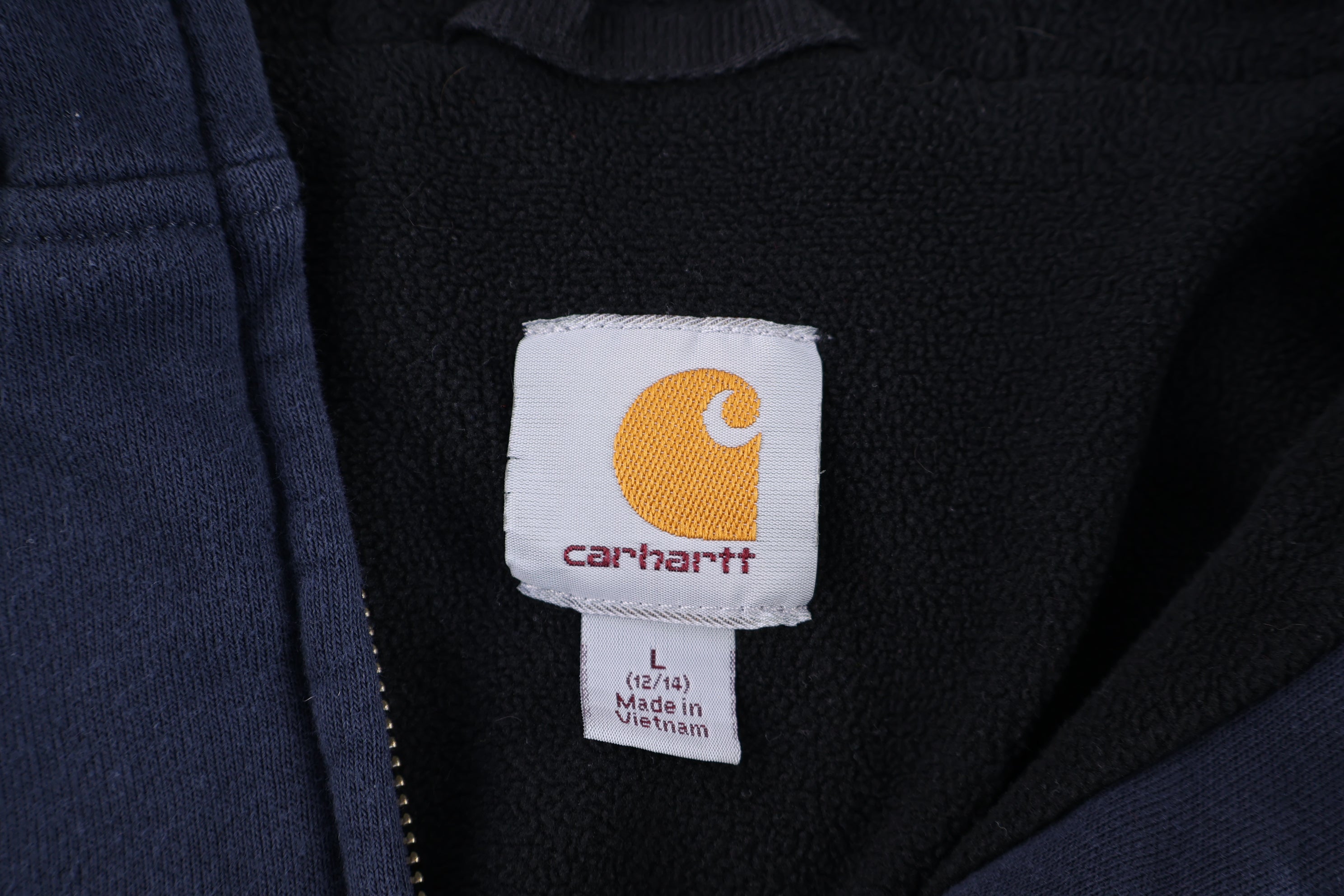 Women's Carhartt Logo Patch Blue Full Zip Hoodie