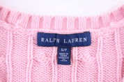 Women's Ralph Lauren Embroidered Logo Pink Cable Knit Sweater