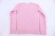 Women's Ralph Lauren Embroidered Logo Pink Cable Knit Sweater