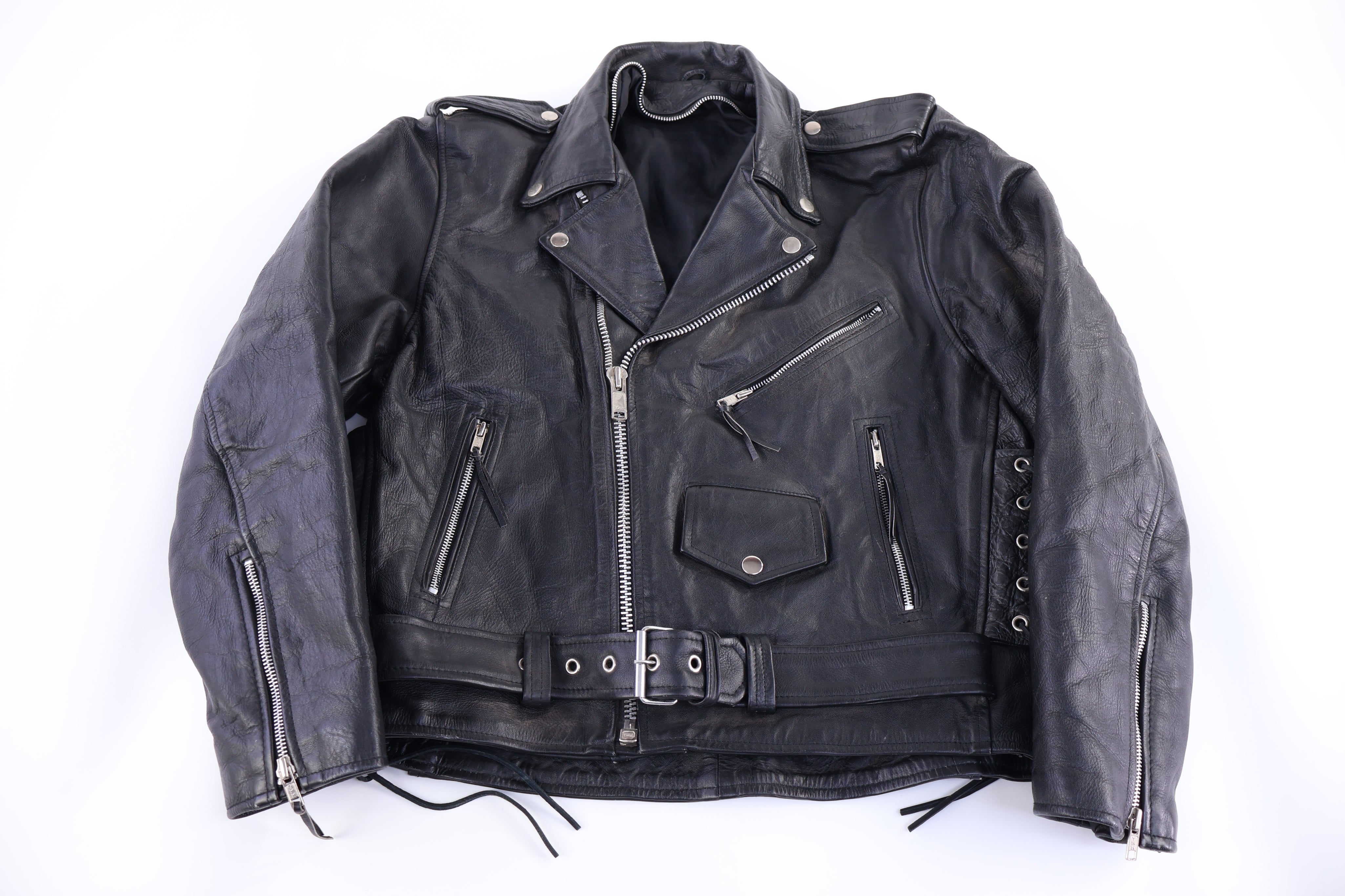 90's Black Leather Biker Jacket